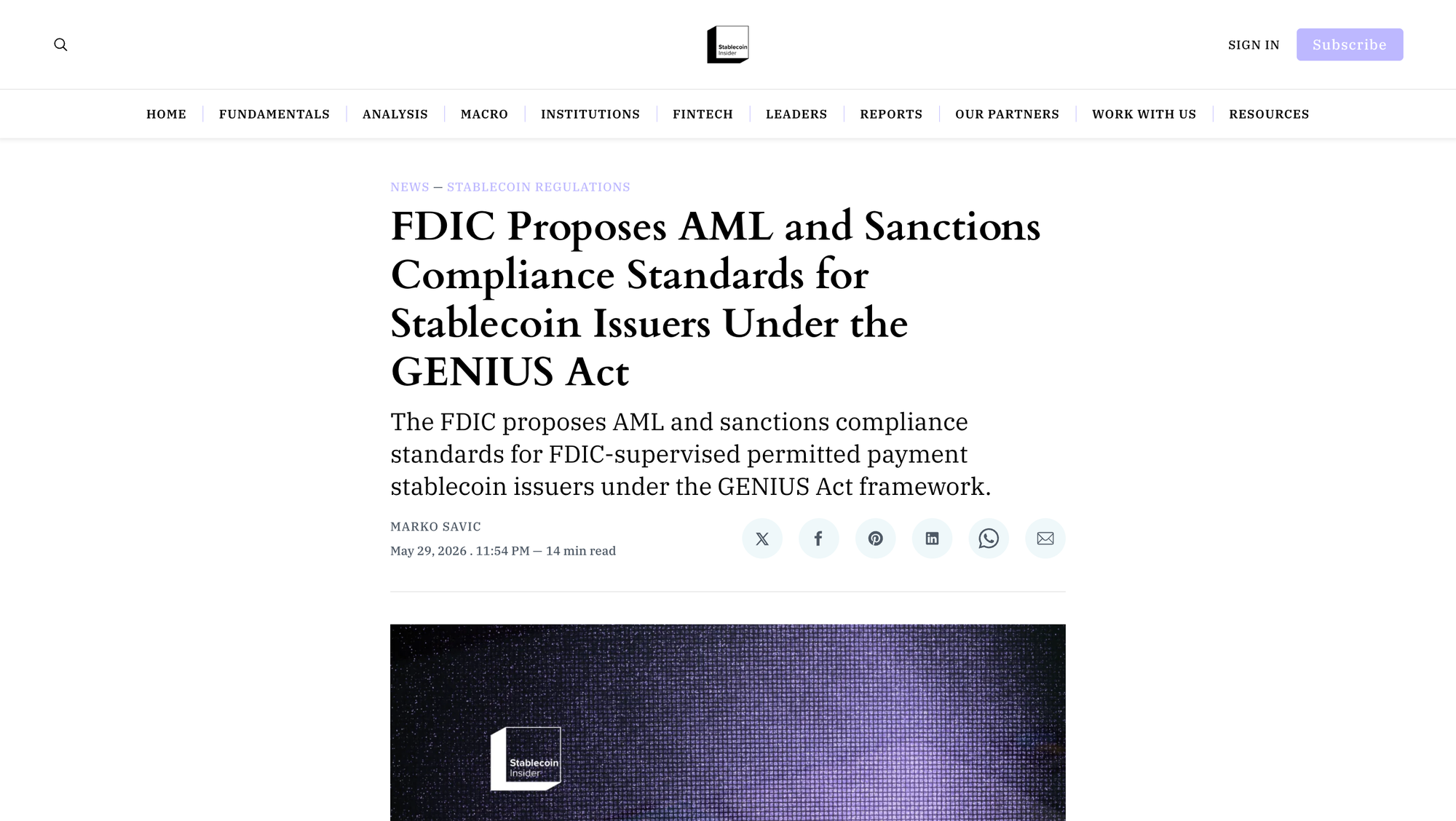 FDIC Proposes AML and Sanctions Compliance Standards for Stablecoin Issuers Under the GENIUS Act