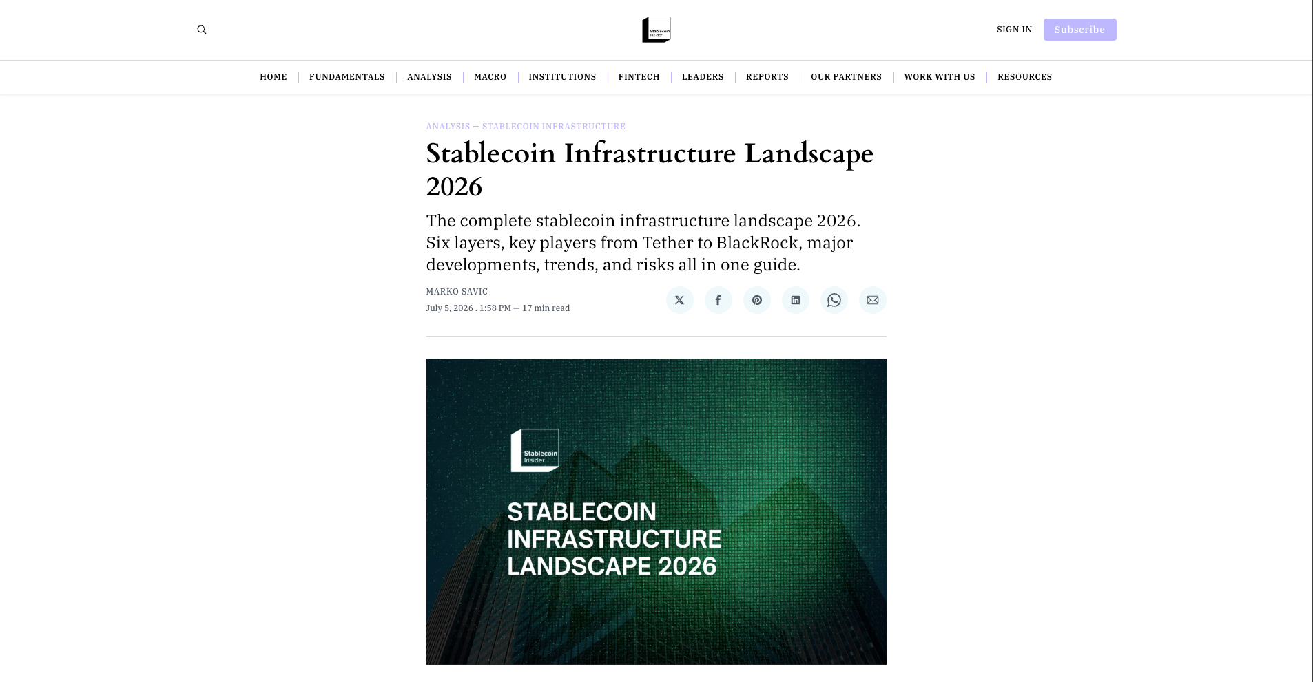 Stablecoin Infrastructure Landscape 2026