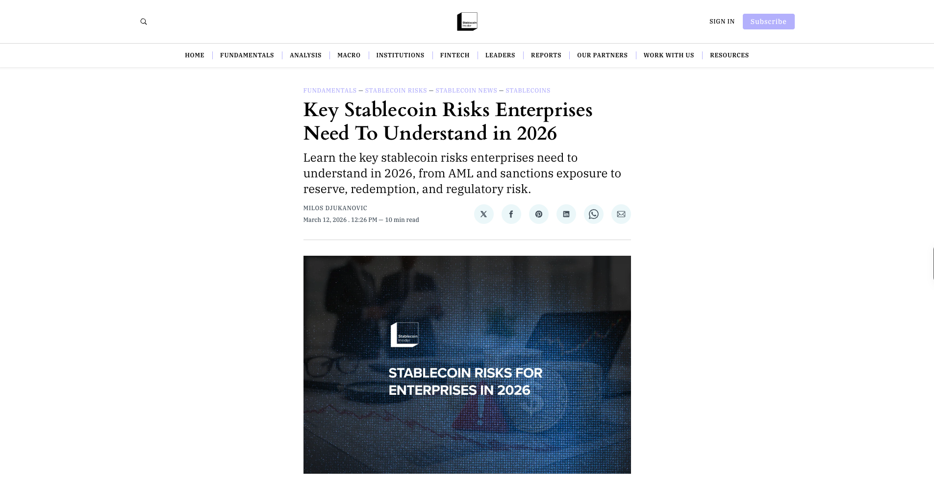 Key Stablecoin Risks Enterprises Need To Understand in 2026