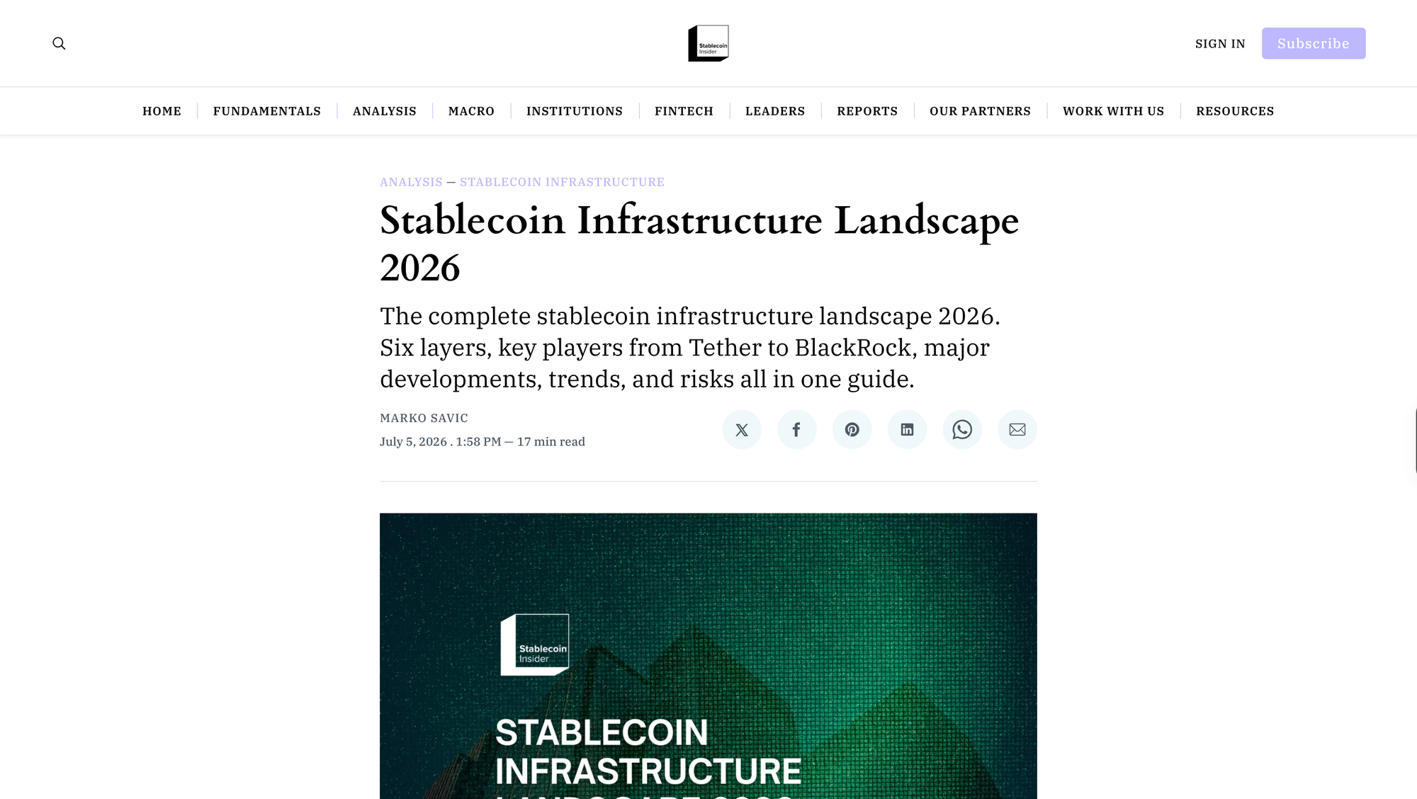 Stablecoin Infrastructure Landscape 2026