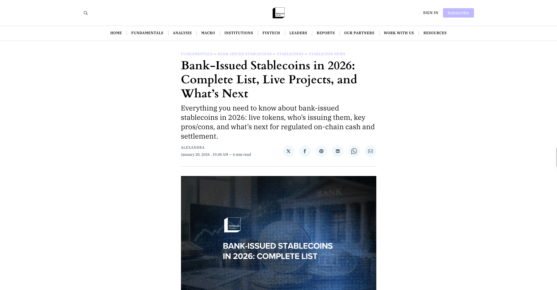 Bank-Issued Stablecoins in 2026: Complete List, Live Projects, and What’s Next