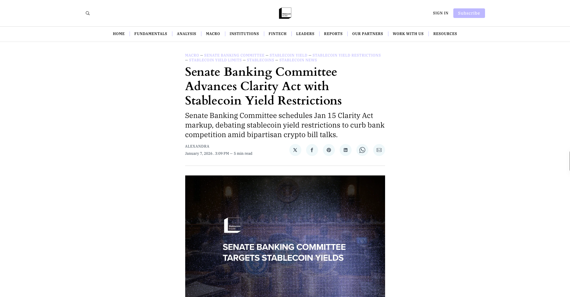 Senate Banking Committee Advances Clarity Act with Stablecoin Yield Restrictions