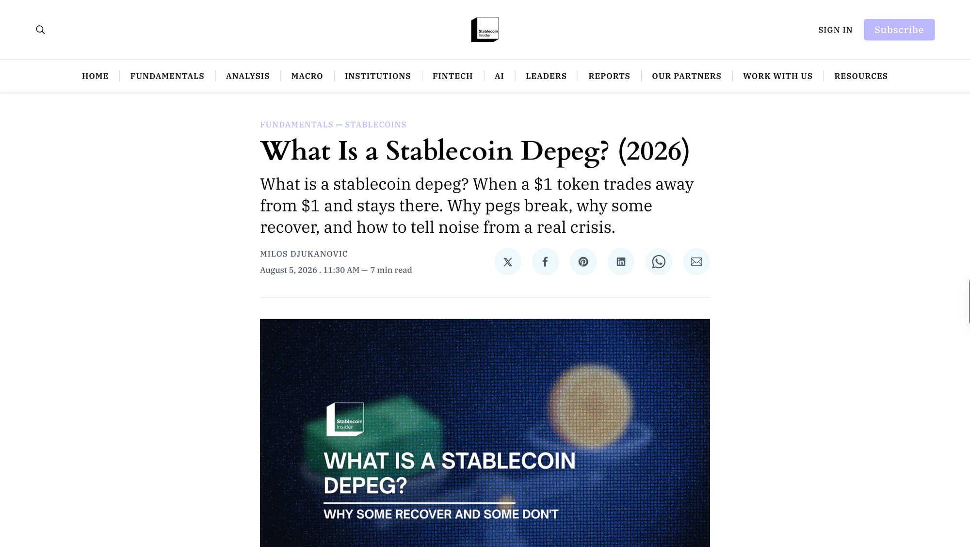 What Is a Stablecoin Depeg? (2026)