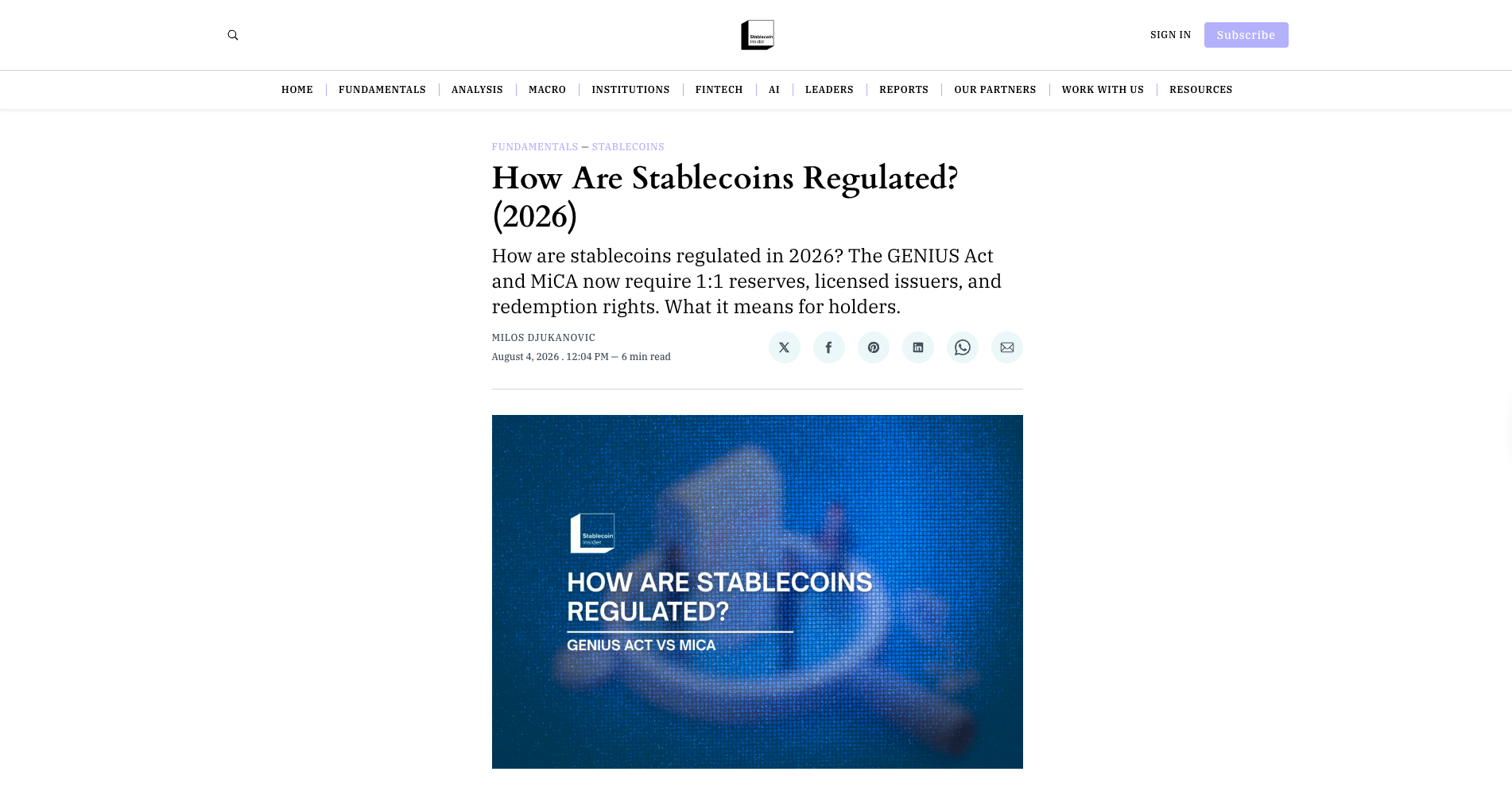 How Are Stablecoins Regulated? (2026)