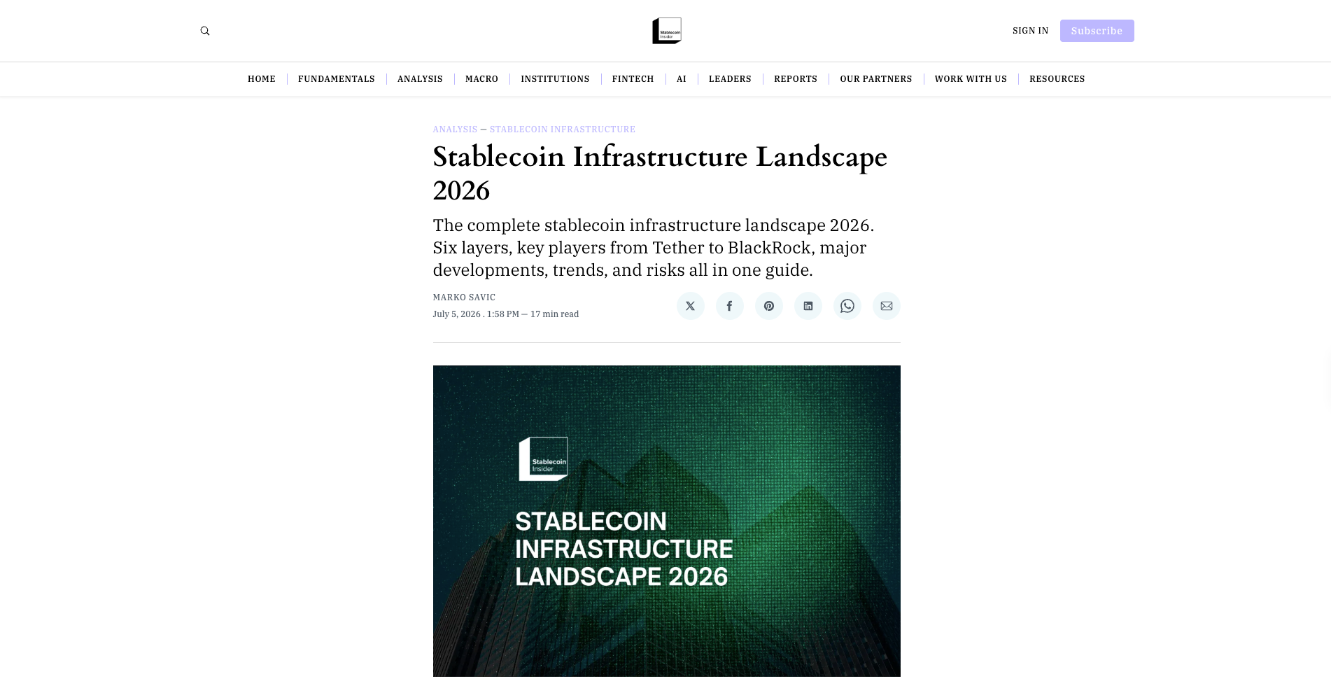 Stablecoin Infrastructure Landscape 2026