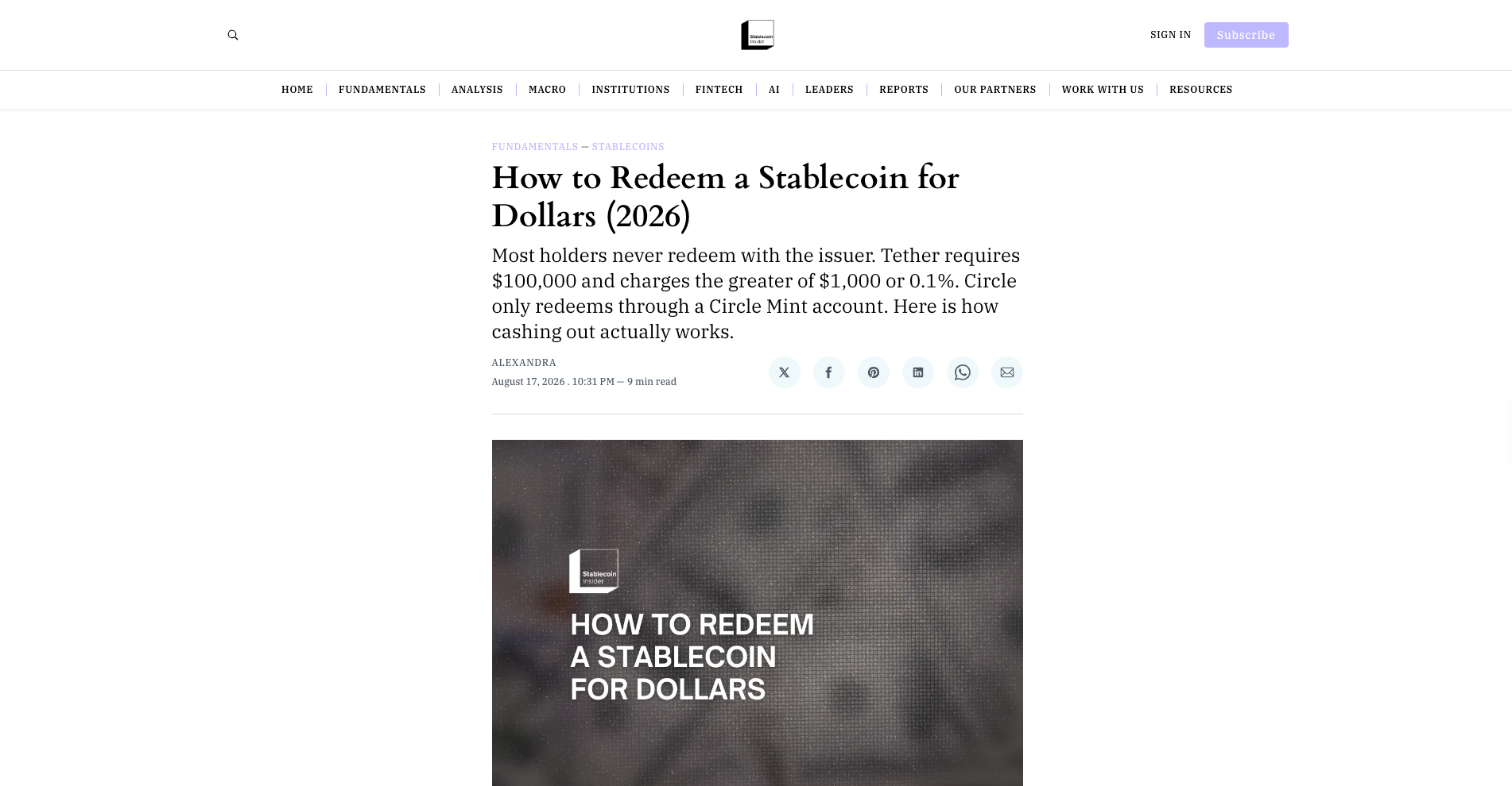 How to Redeem a Stablecoin for Dollars (2026)
