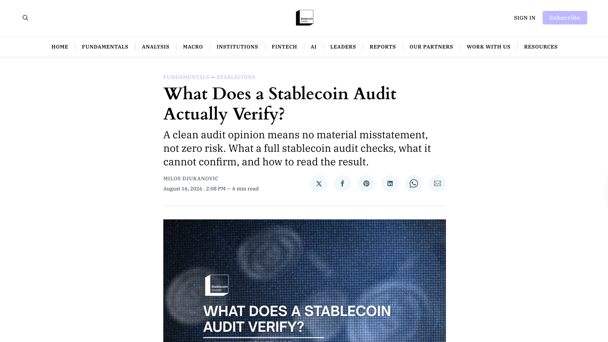 What Does a Stablecoin Audit Actually Verify?
