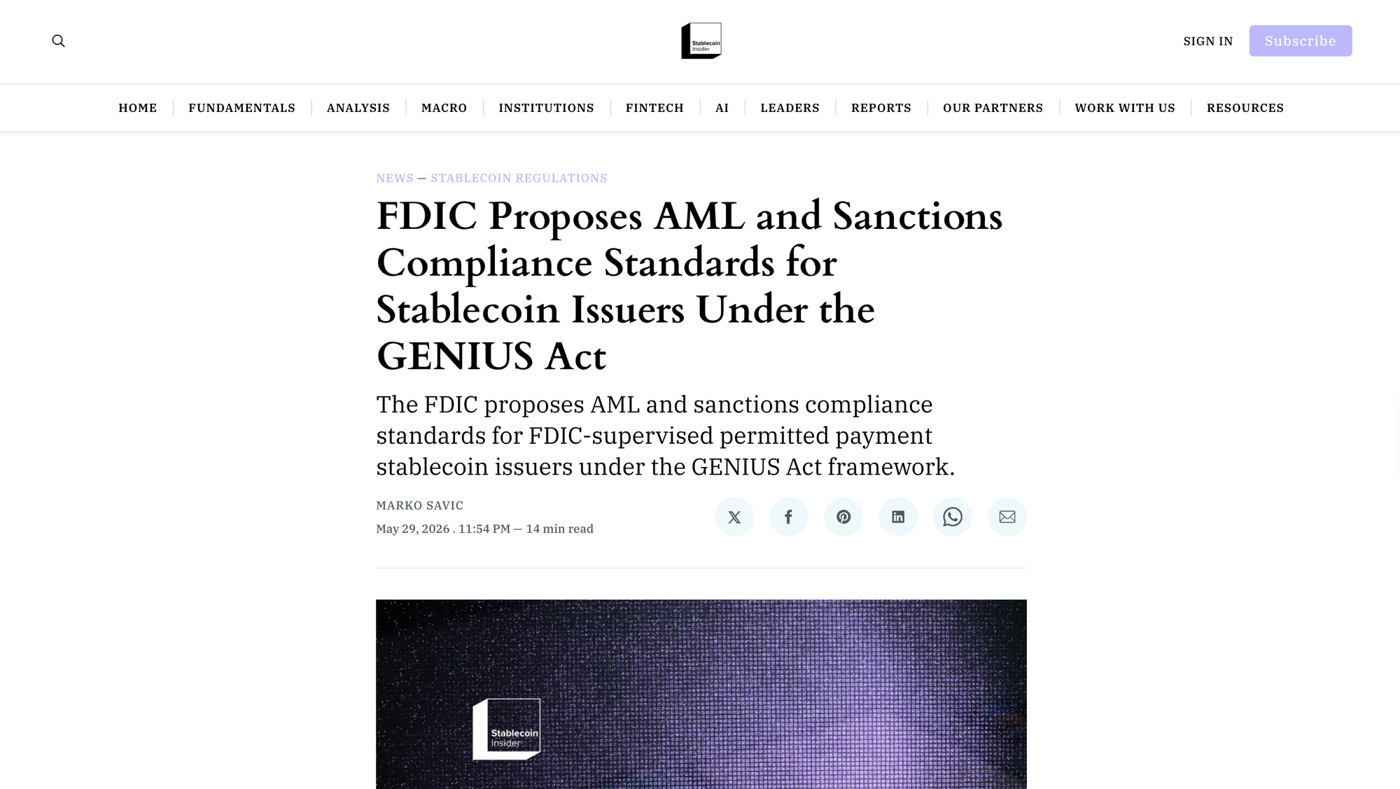 FDIC Proposes AML and Sanctions Compliance Standards for Stablecoin Issuers Under the GENIUS Act