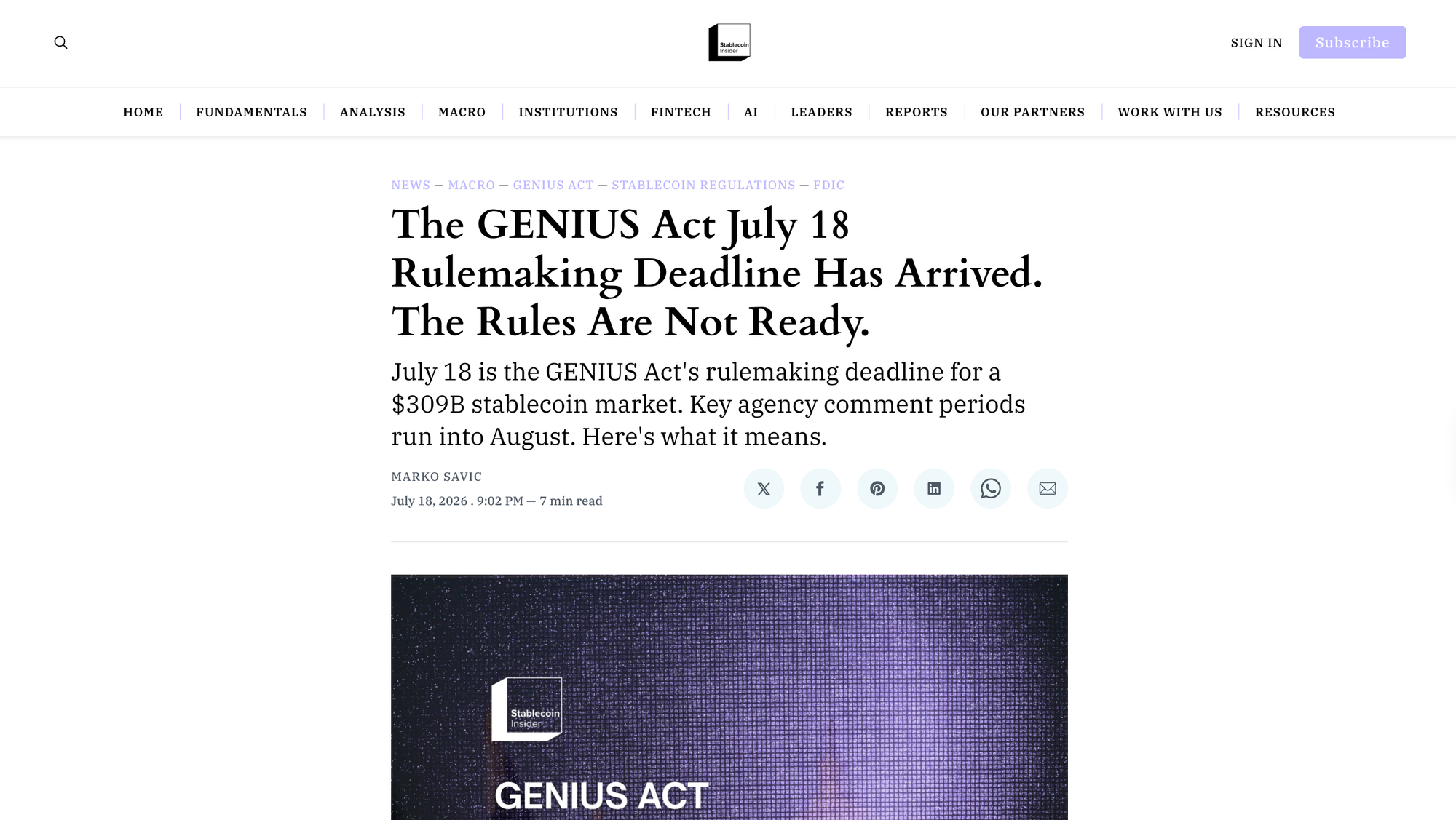 The GENIUS Act July 18 Rulemaking Deadline Has Arrived. The Rules Are Not Ready.
