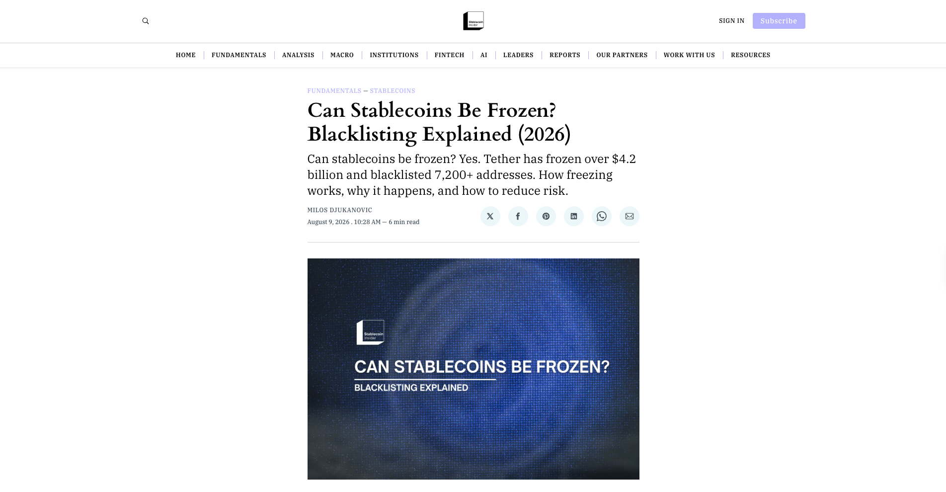 Can Stablecoins Be Frozen? Blacklisting Explained (2026)