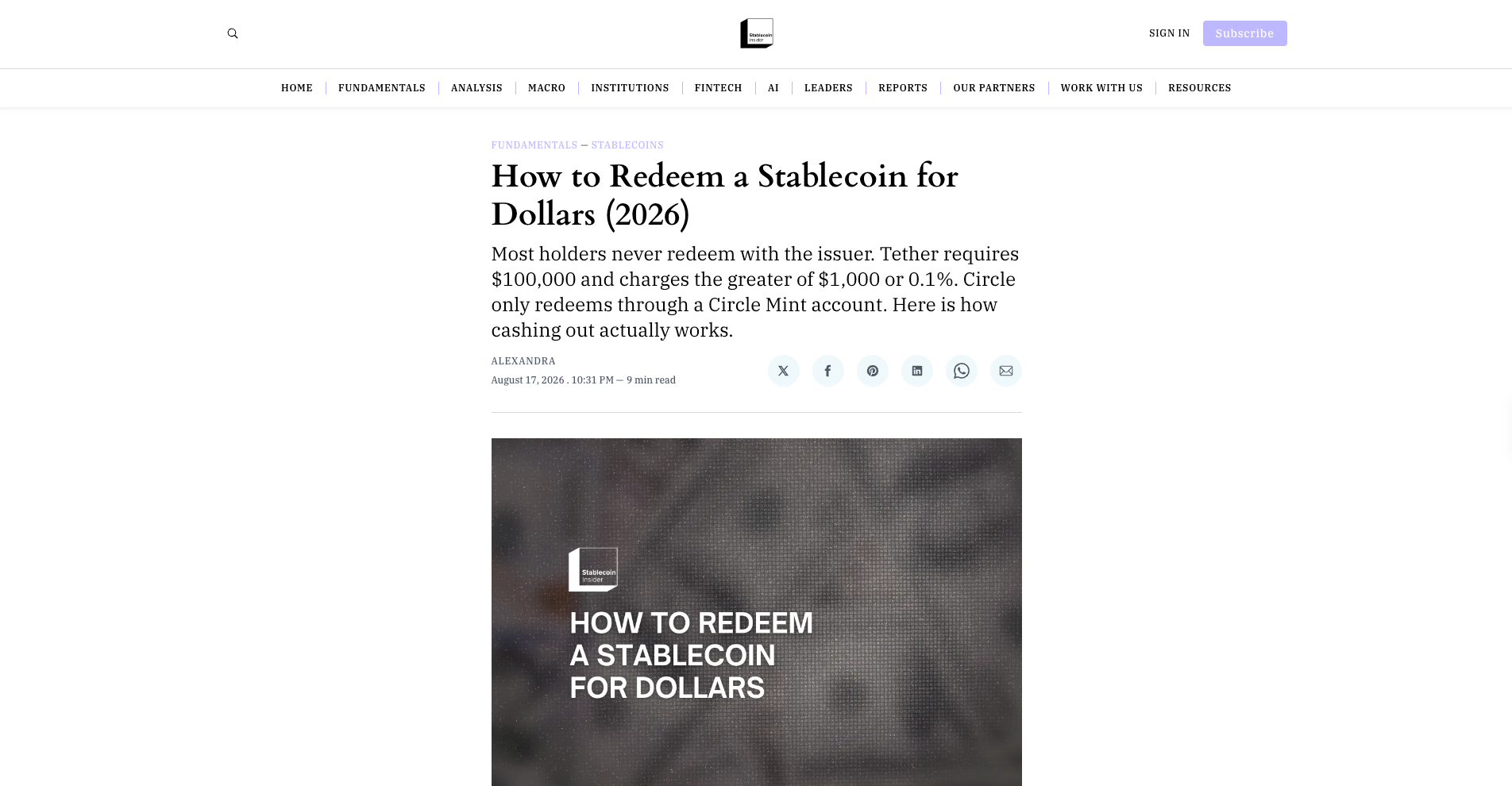 How to Redeem a Stablecoin for Dollars (2026)