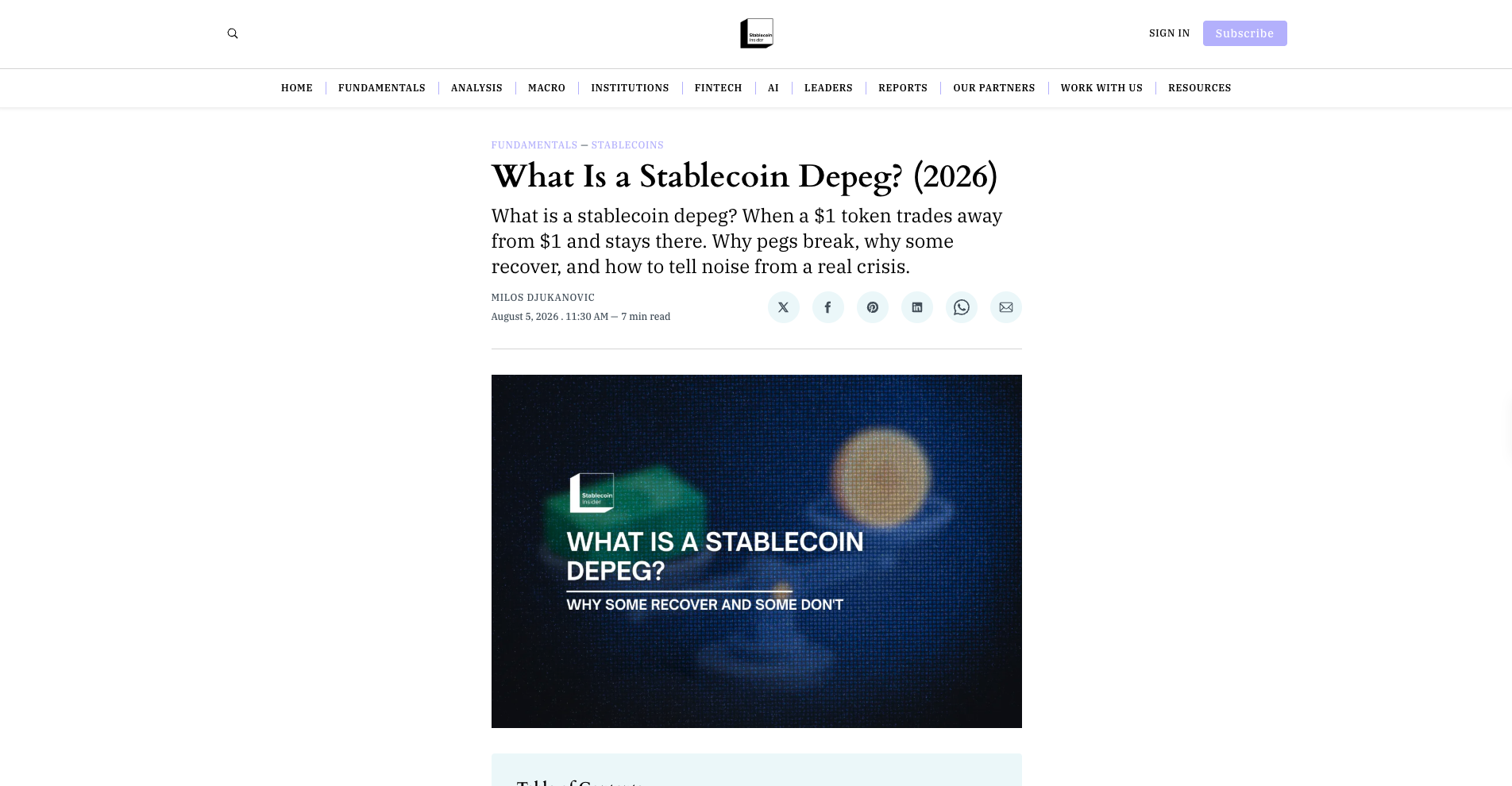 What Is a Stablecoin Depeg? (2026)