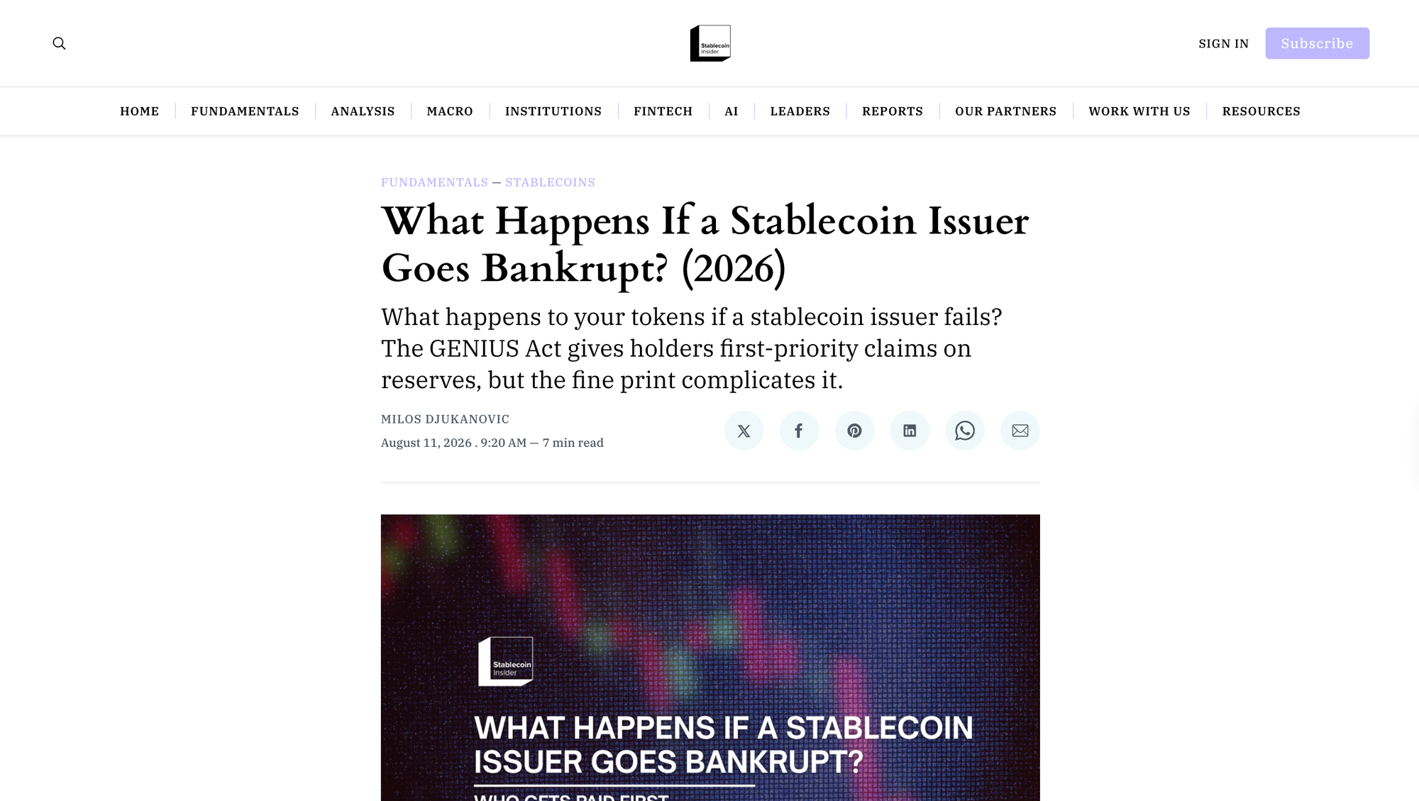 What Happens If a Stablecoin Issuer Goes Bankrupt? (2026)