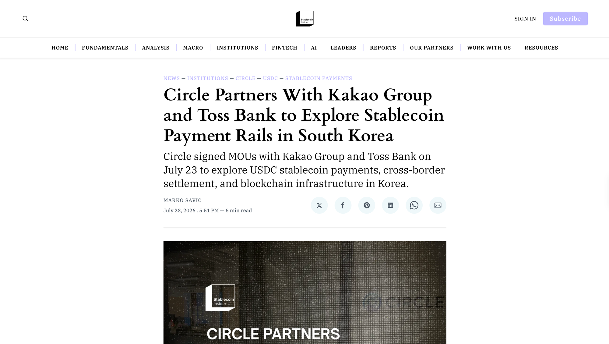 Circle Partners With Kakao Group and Toss Bank to Explore Stablecoin Payment Rails in South Korea