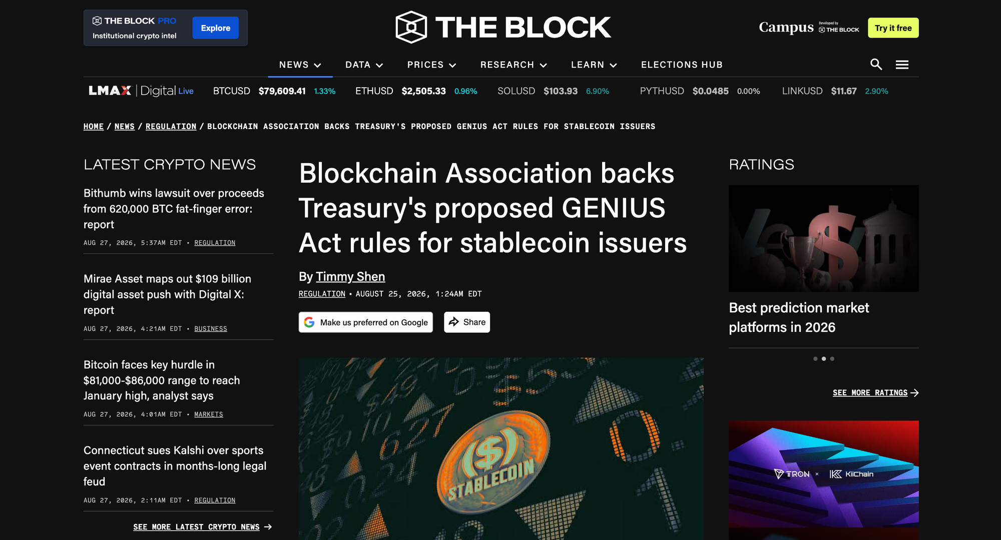 Blockchain Association backs Treasury's proposed GENIUS Act rules for stablecoin issuers