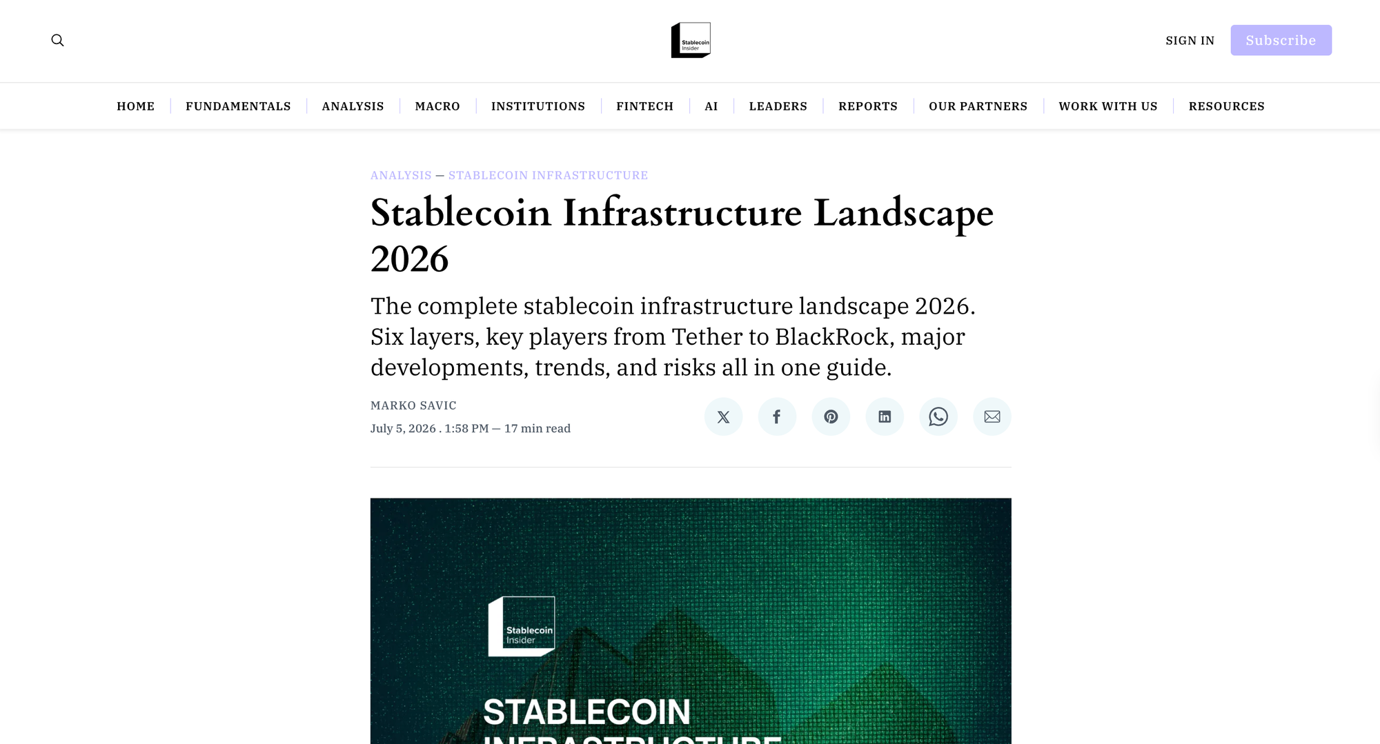 Stablecoin Infrastructure Landscape 2026