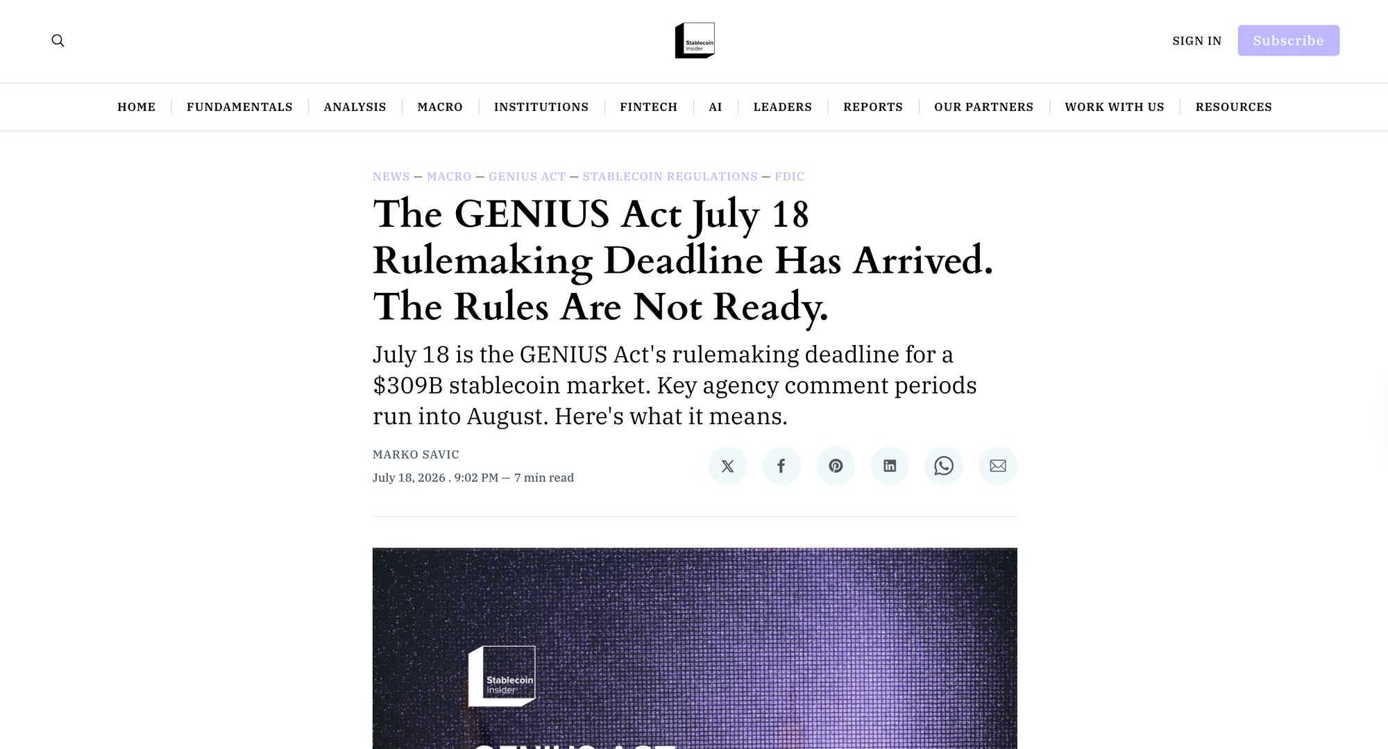 The GENIUS Act July 18 Rulemaking Deadline Has Arrived. The Rules Are Not Ready.