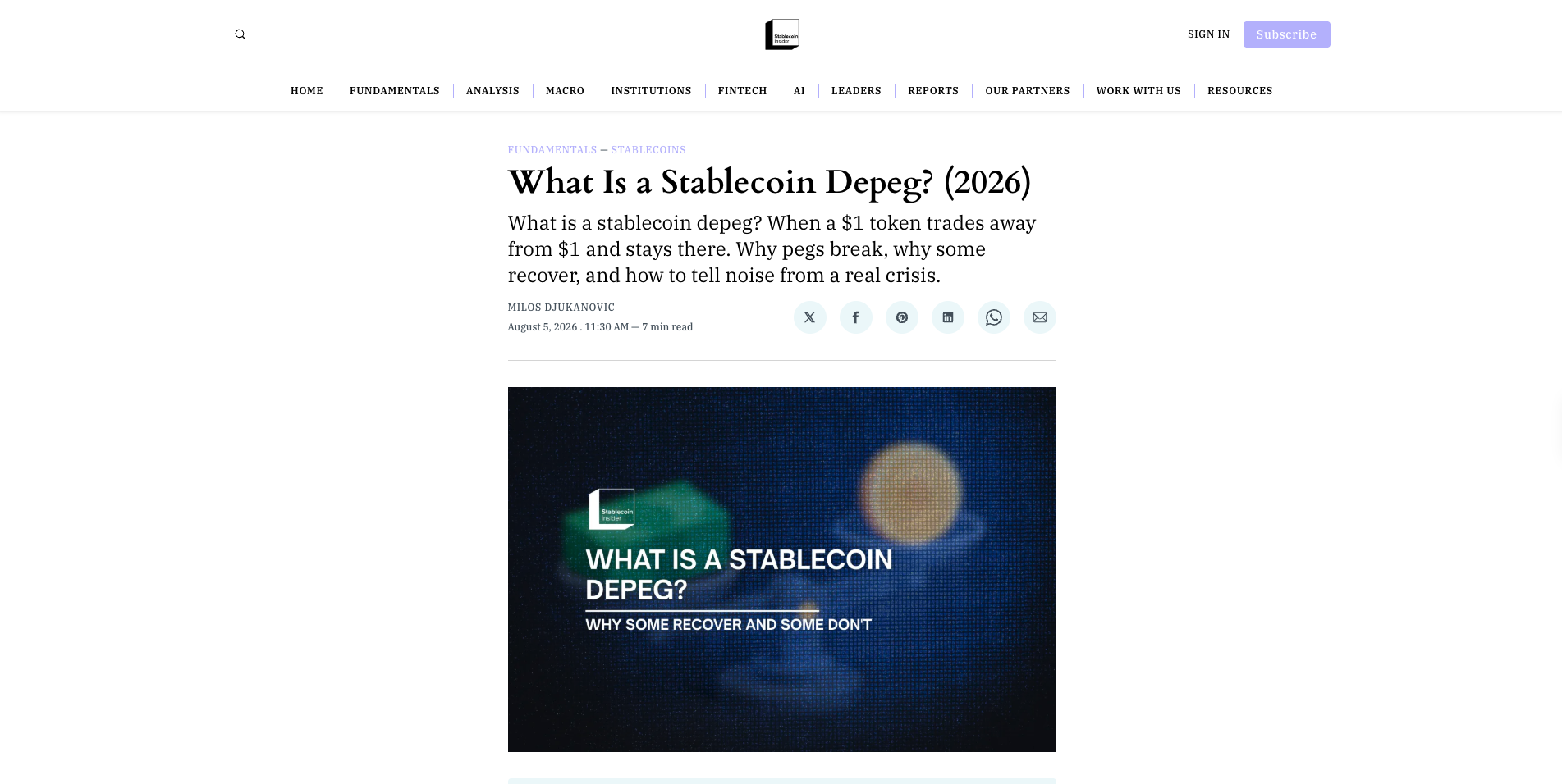 What Is a Stablecoin Depeg? (2026)