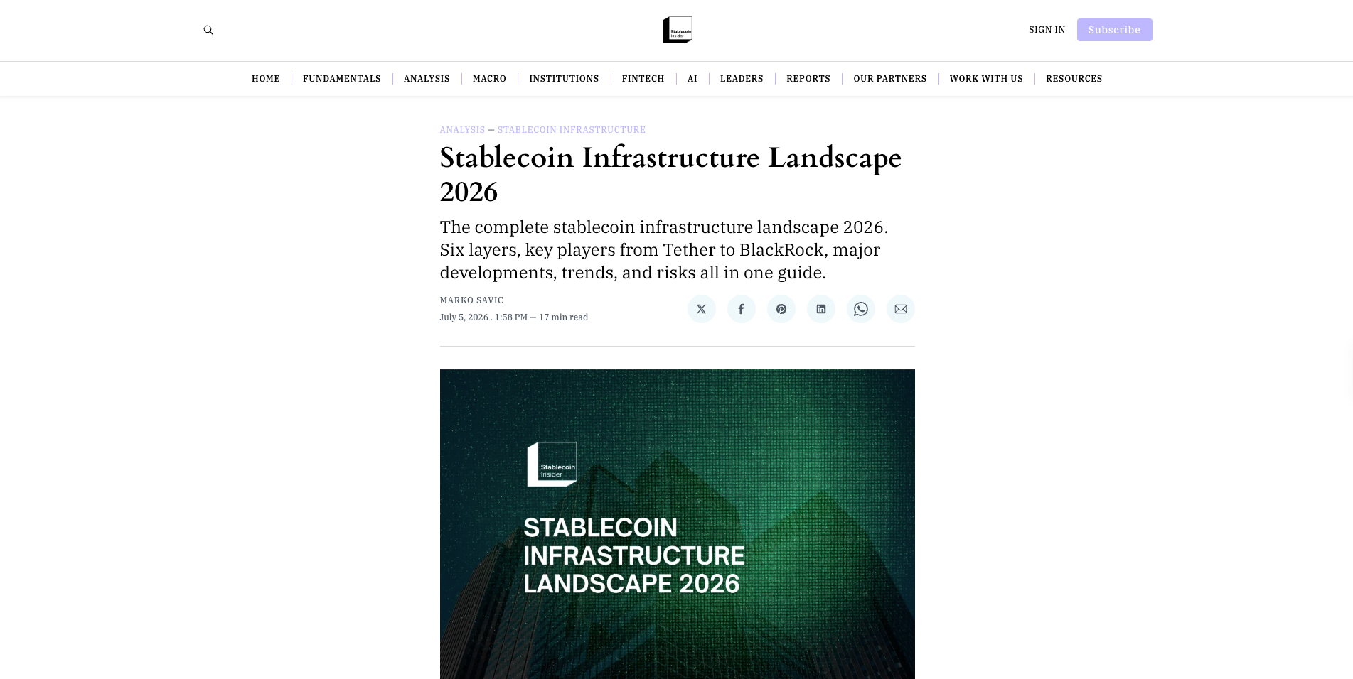 Stablecoin Infrastructure Landscape 2026