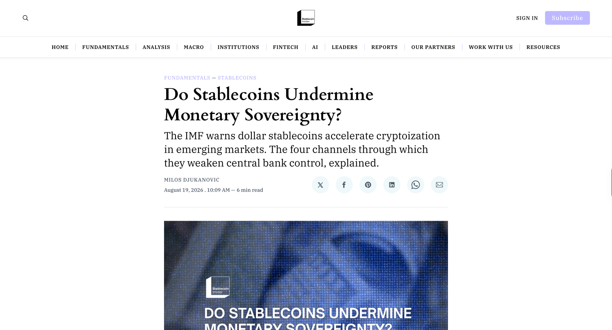 Do Stablecoins Undermine Monetary Sovereignty?