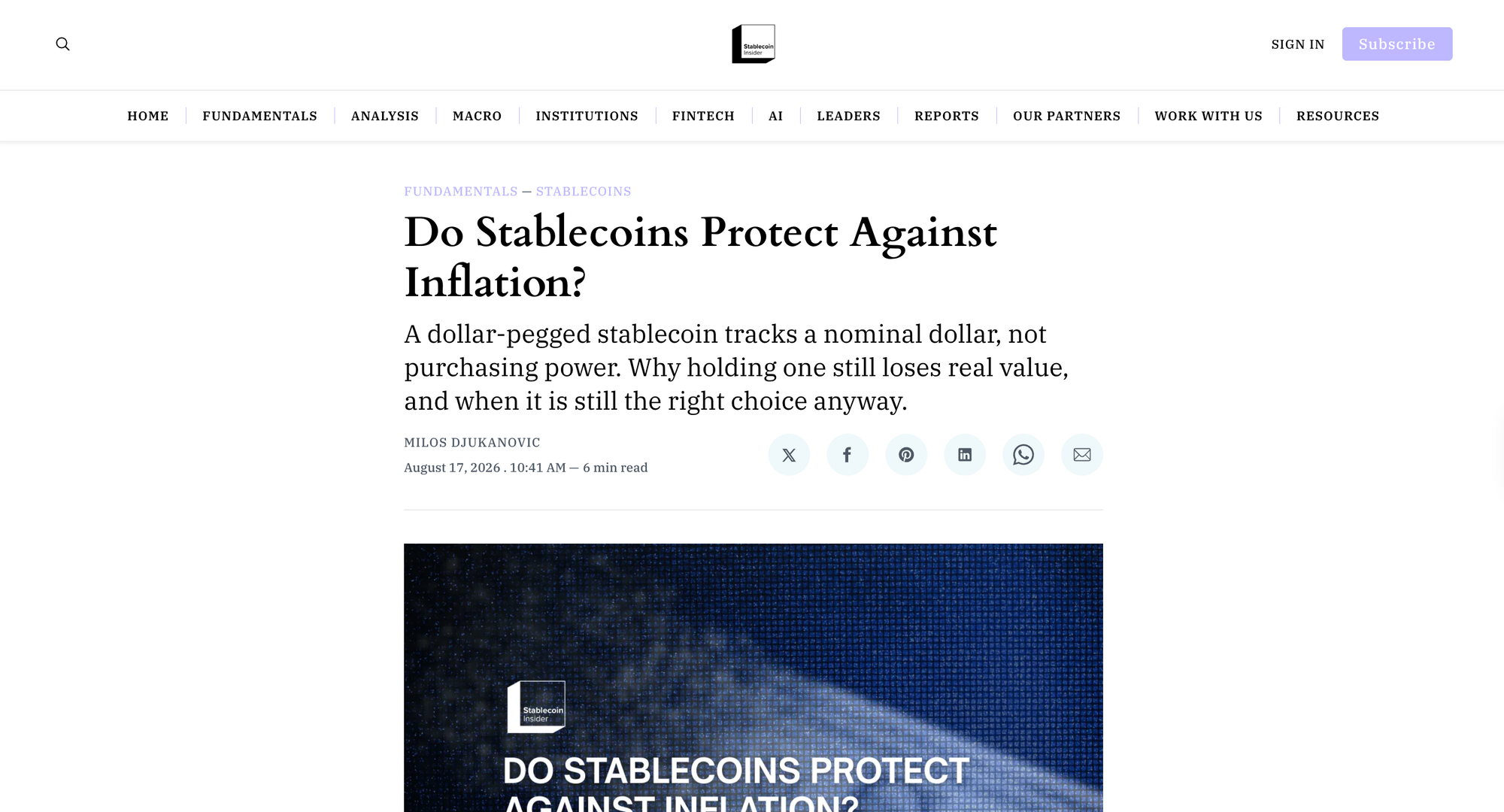 Do Stablecoins Protect Against Inflation?