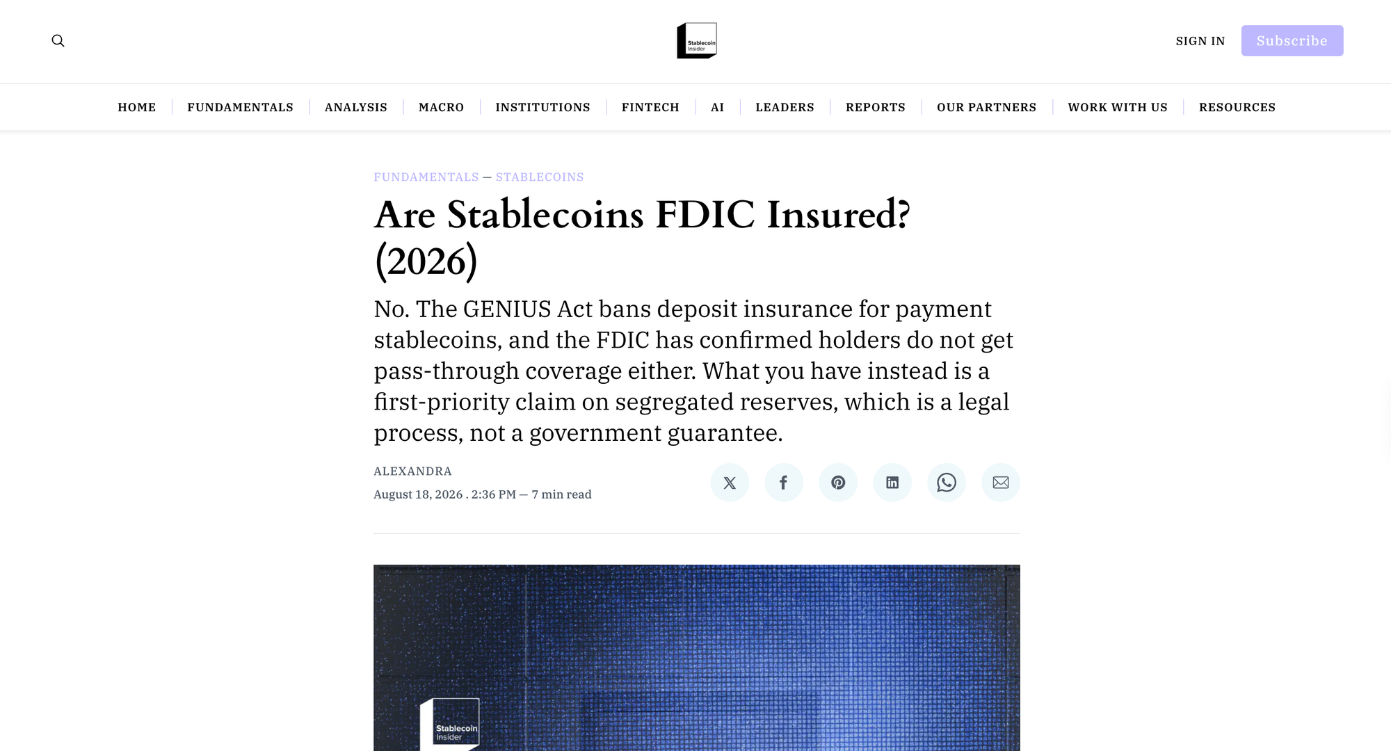 Are Stablecoins FDIC Insured? (2026)