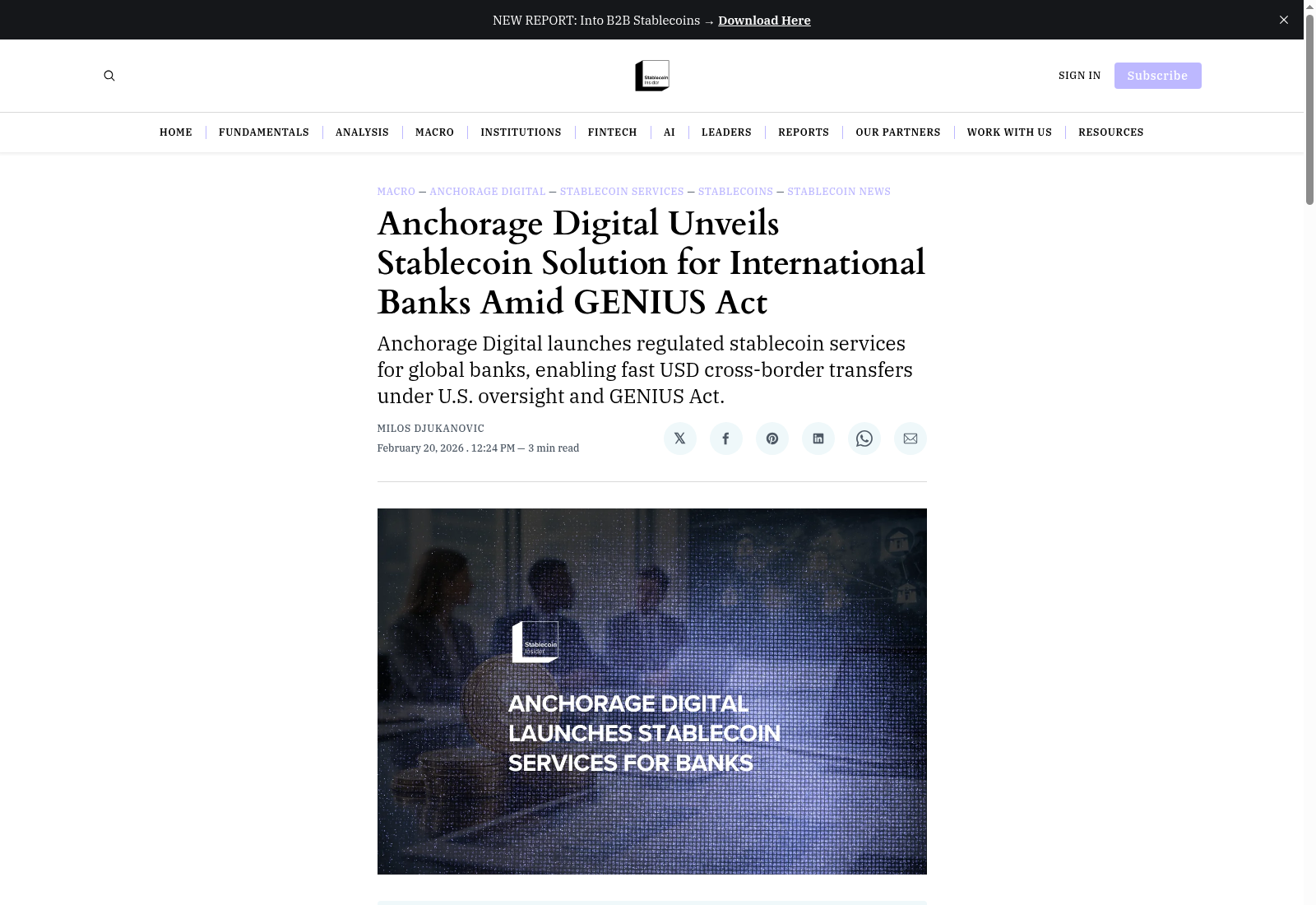 Anchorage Digital Stablecoin Solution