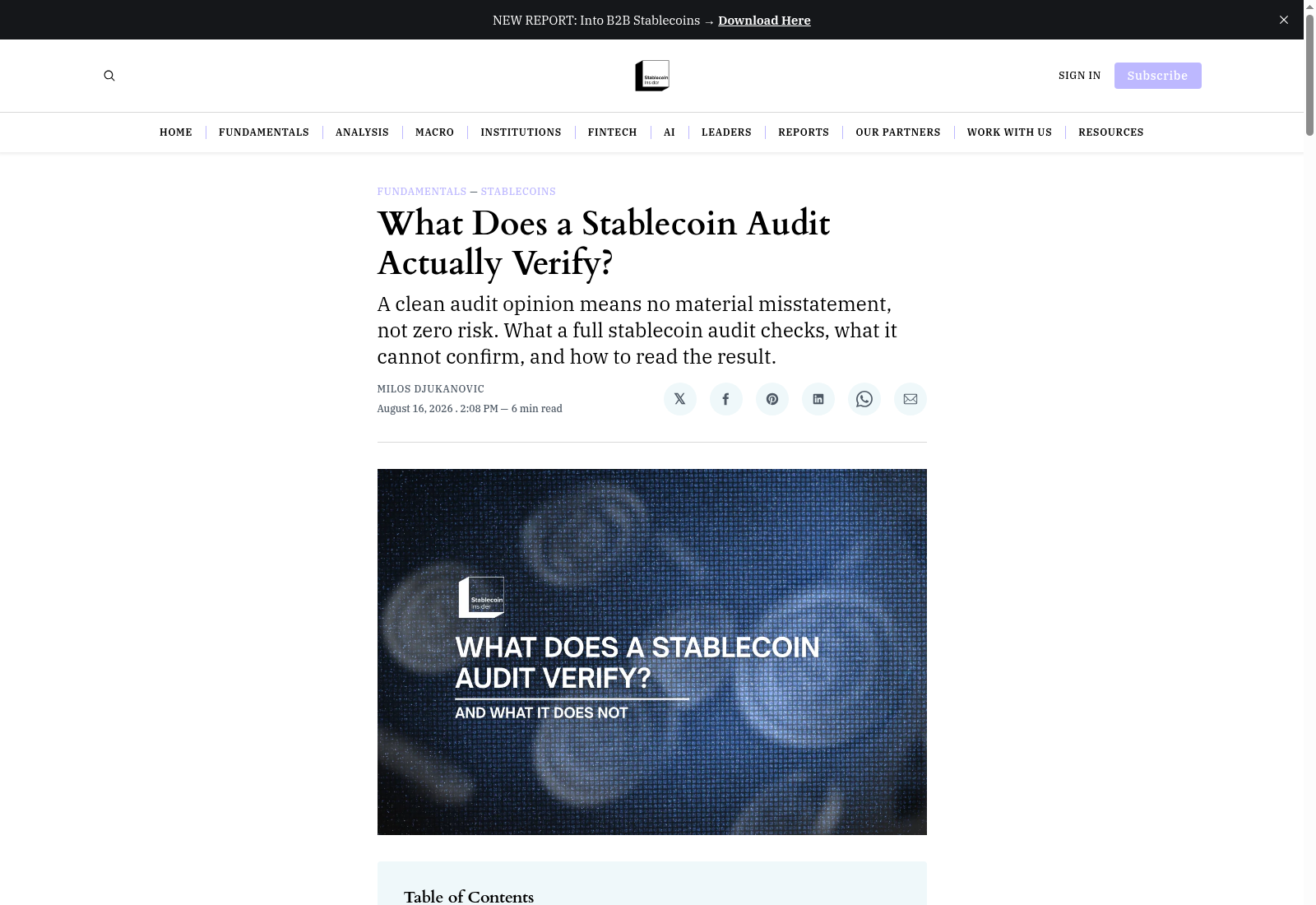 What Does a Stablecoin Audit Actually Verify