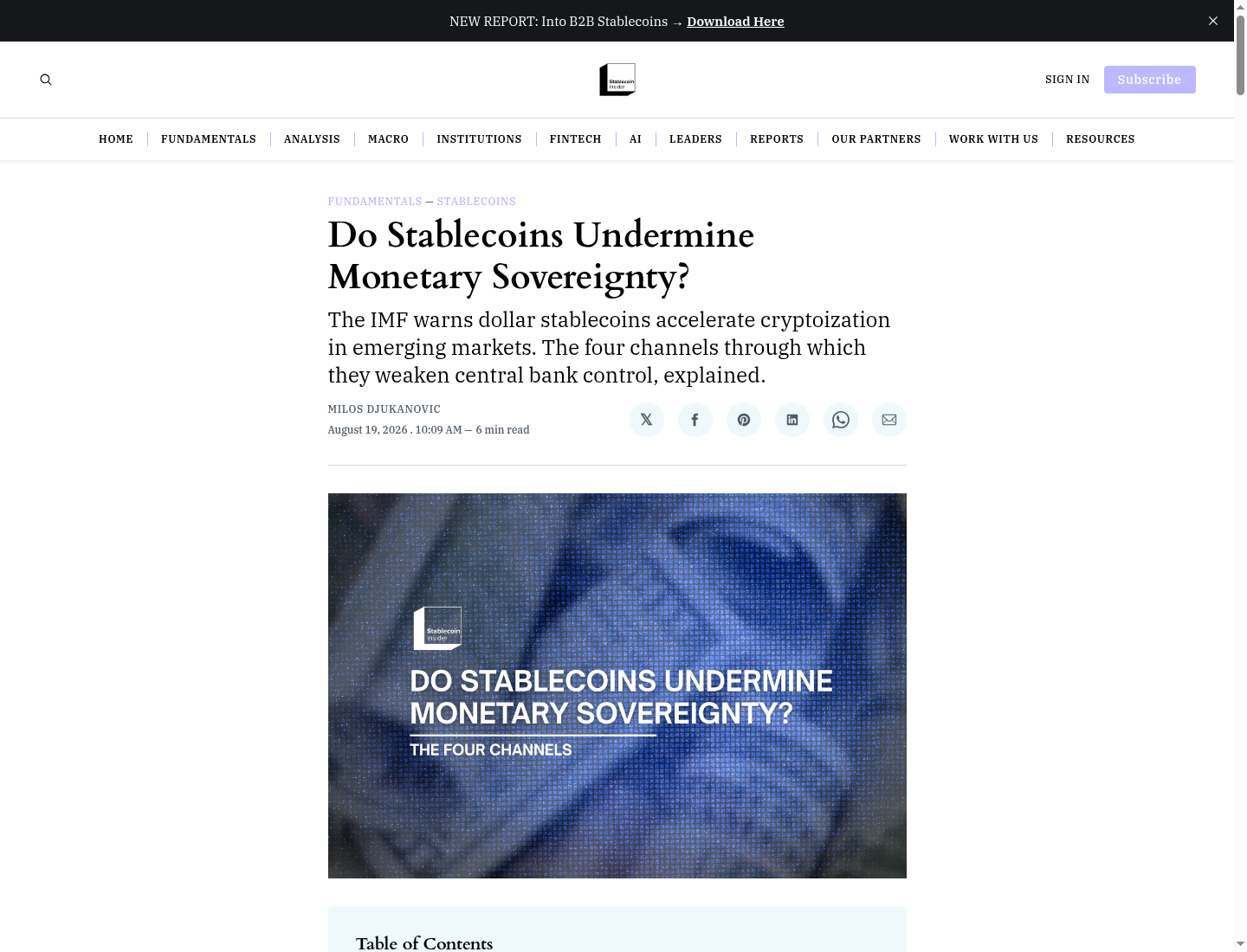 Do Stablecoins Undermine Monetary Sovereignty?