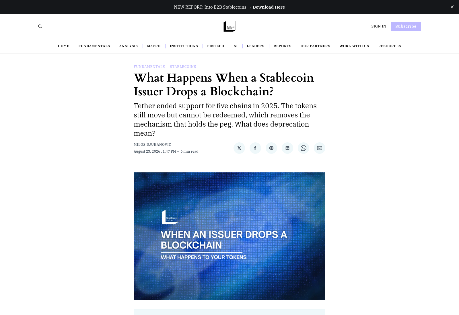 What Happens When a Stablecoin Issuer Drops a Blockchain