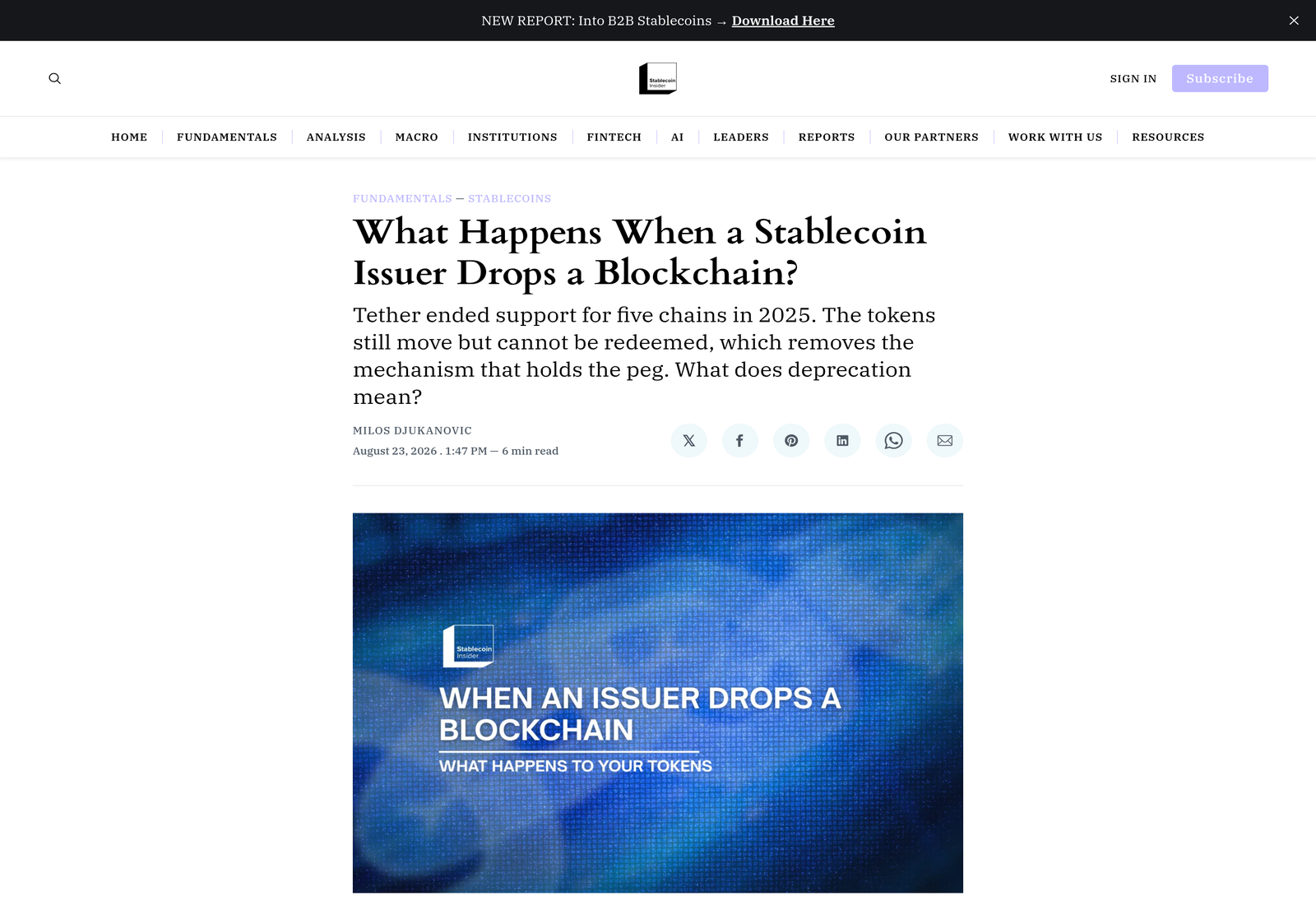 What Happens When a Stablecoin Issuer Drops a Blockchain