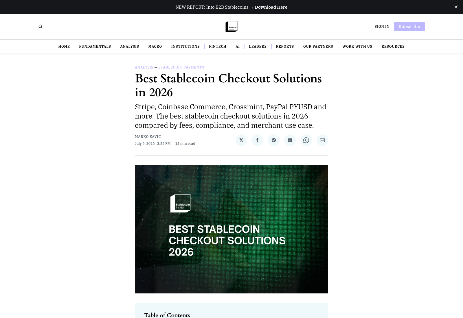 Best Stablecoin Checkout Solutions in 2026