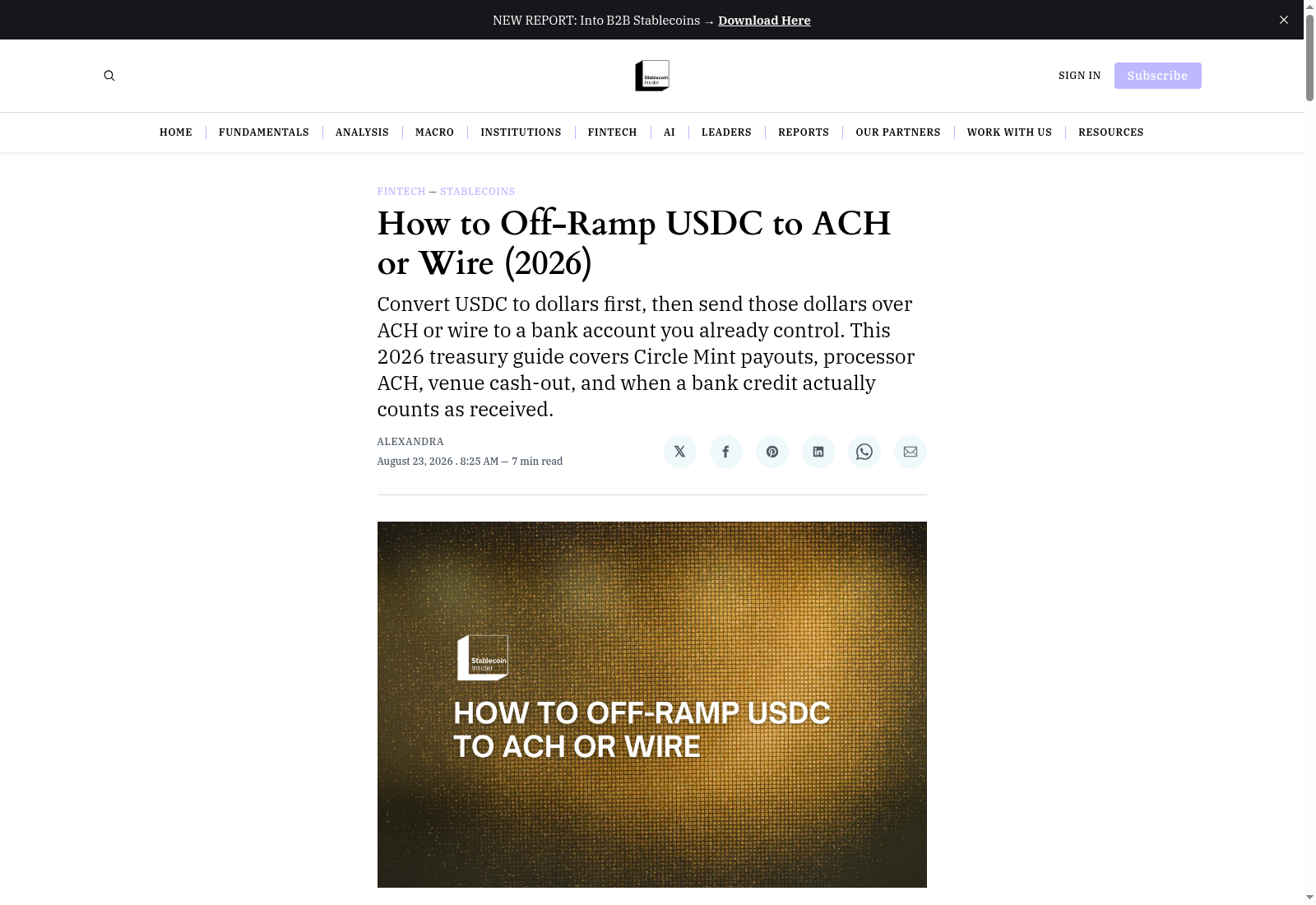 How to Off-Ramp USDC to ACH or Wire (2026)