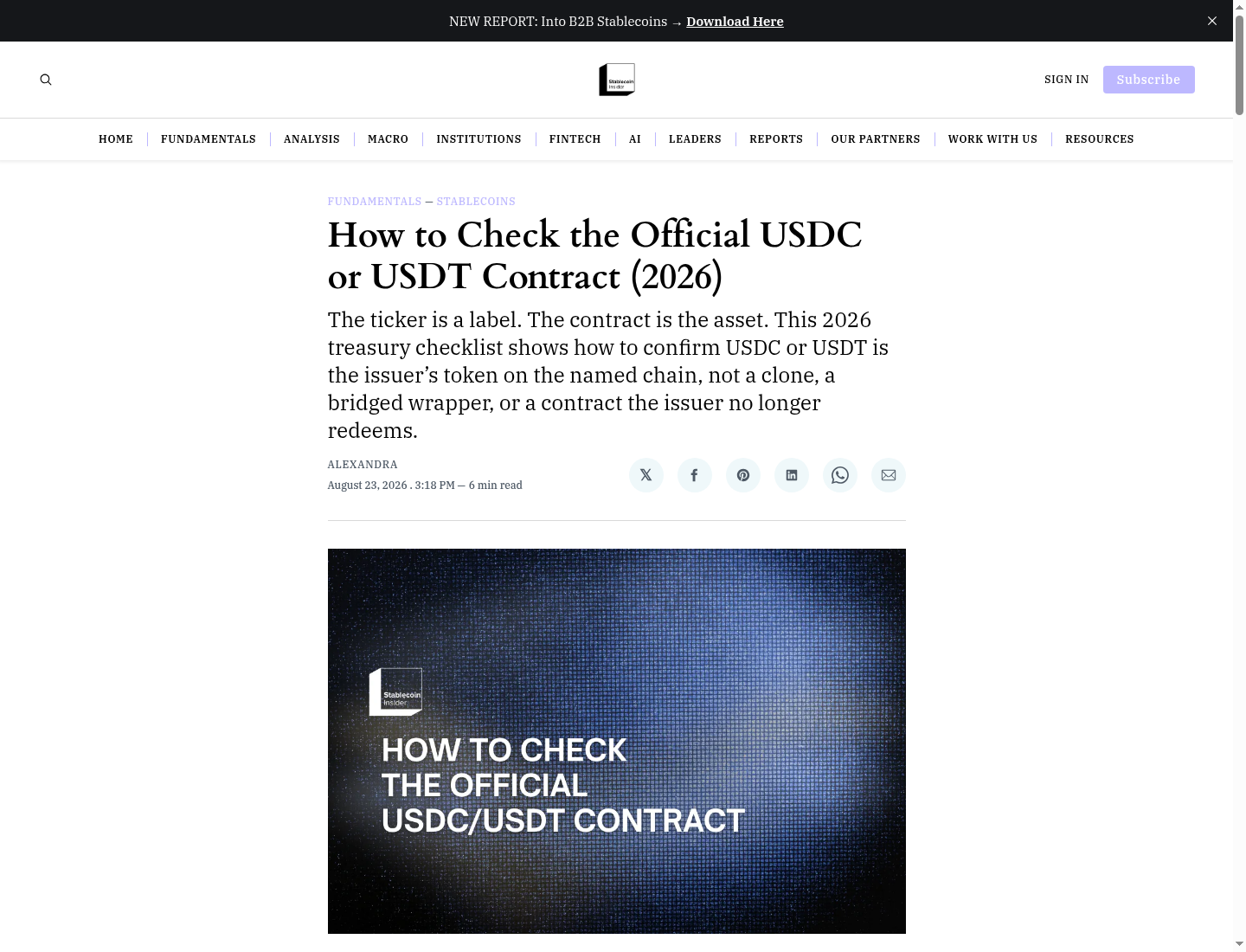 How to Check the Official USDC or USDT Contract (2026)