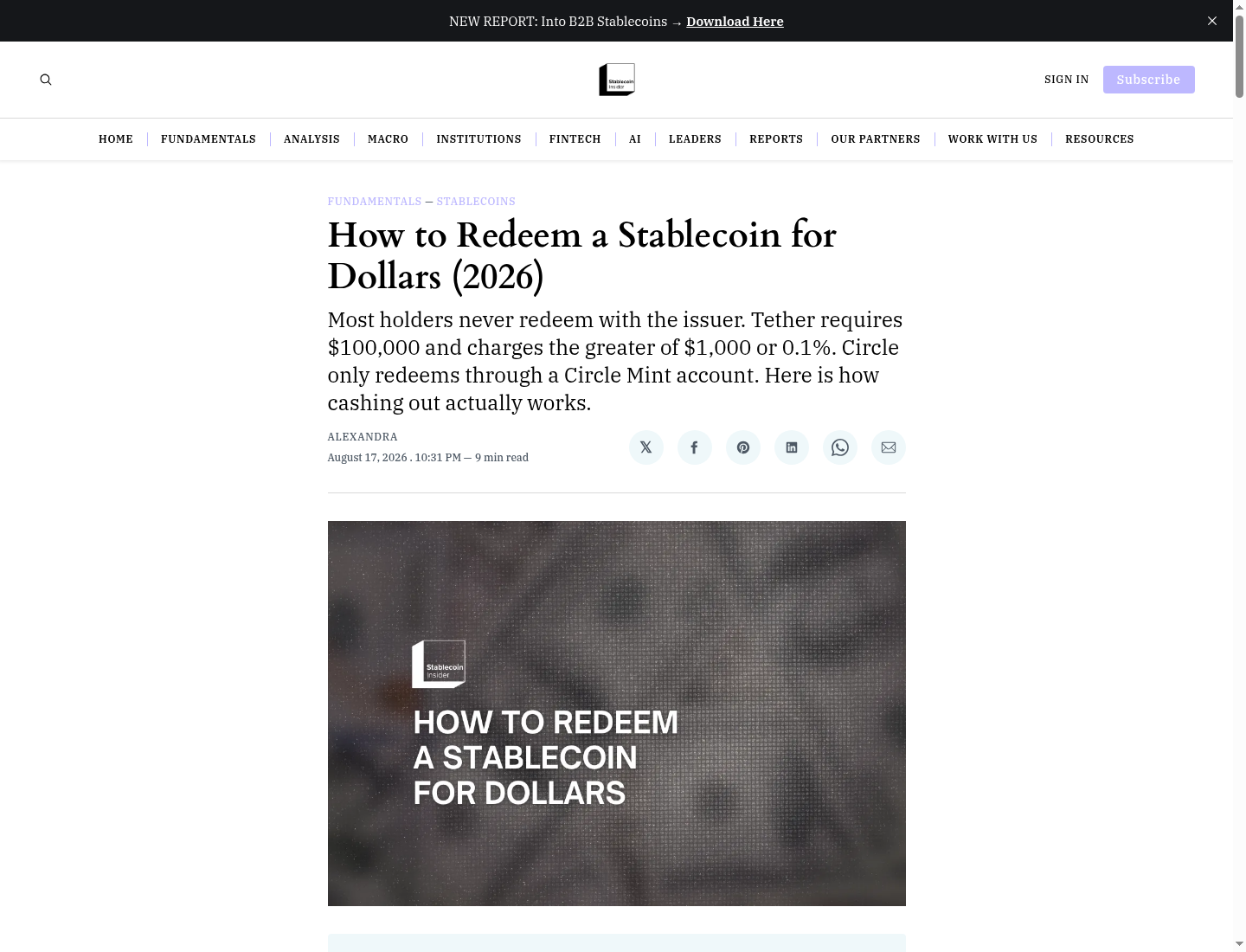 How to Redeem a Stablecoin for Dollars (2026)
