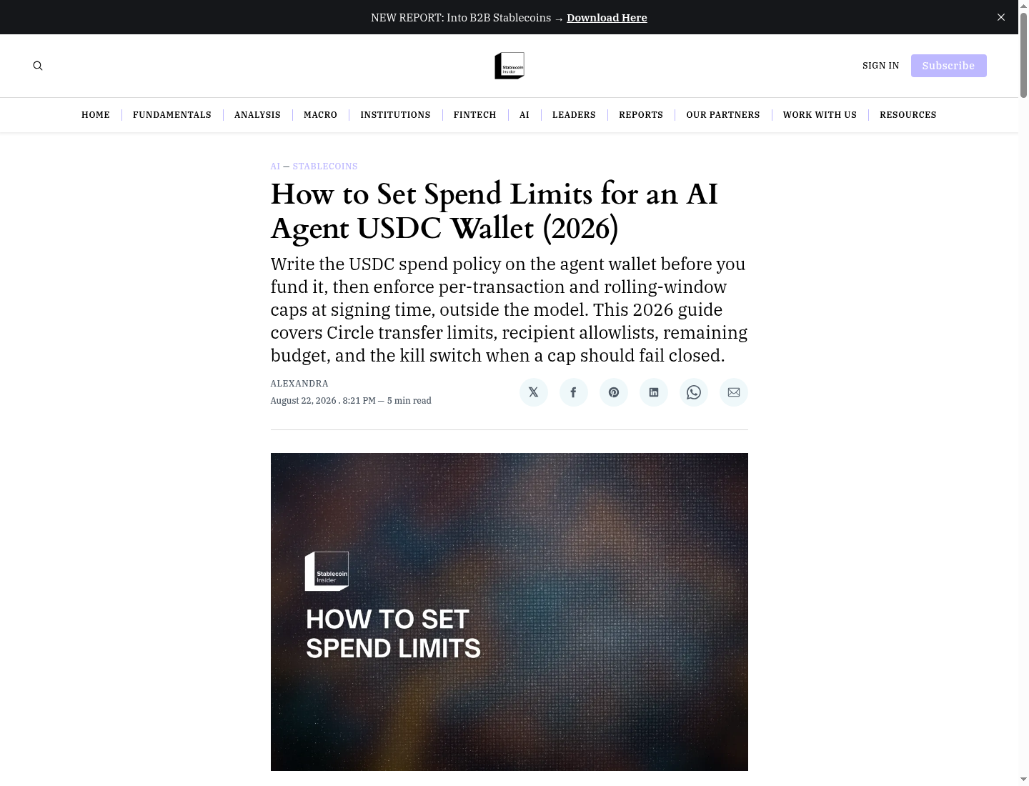How to Set Spend Limits for an AI Agent USDC Wallet (2026)