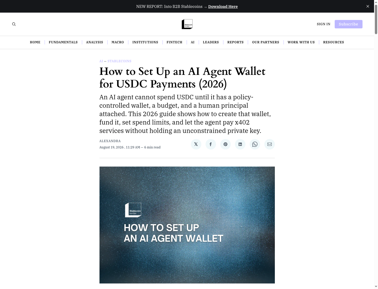 How to Set Up an AI Agent Wallet for USDC Payments (2026)
