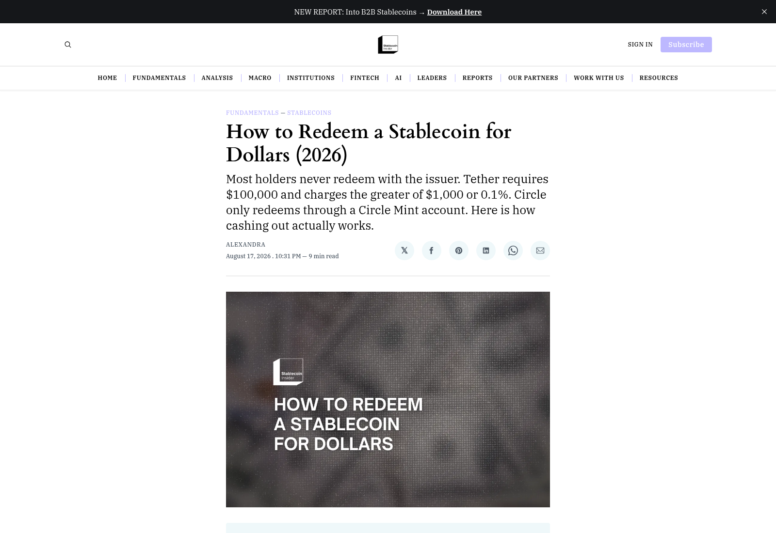 How to Redeem a Stablecoin for Dollars