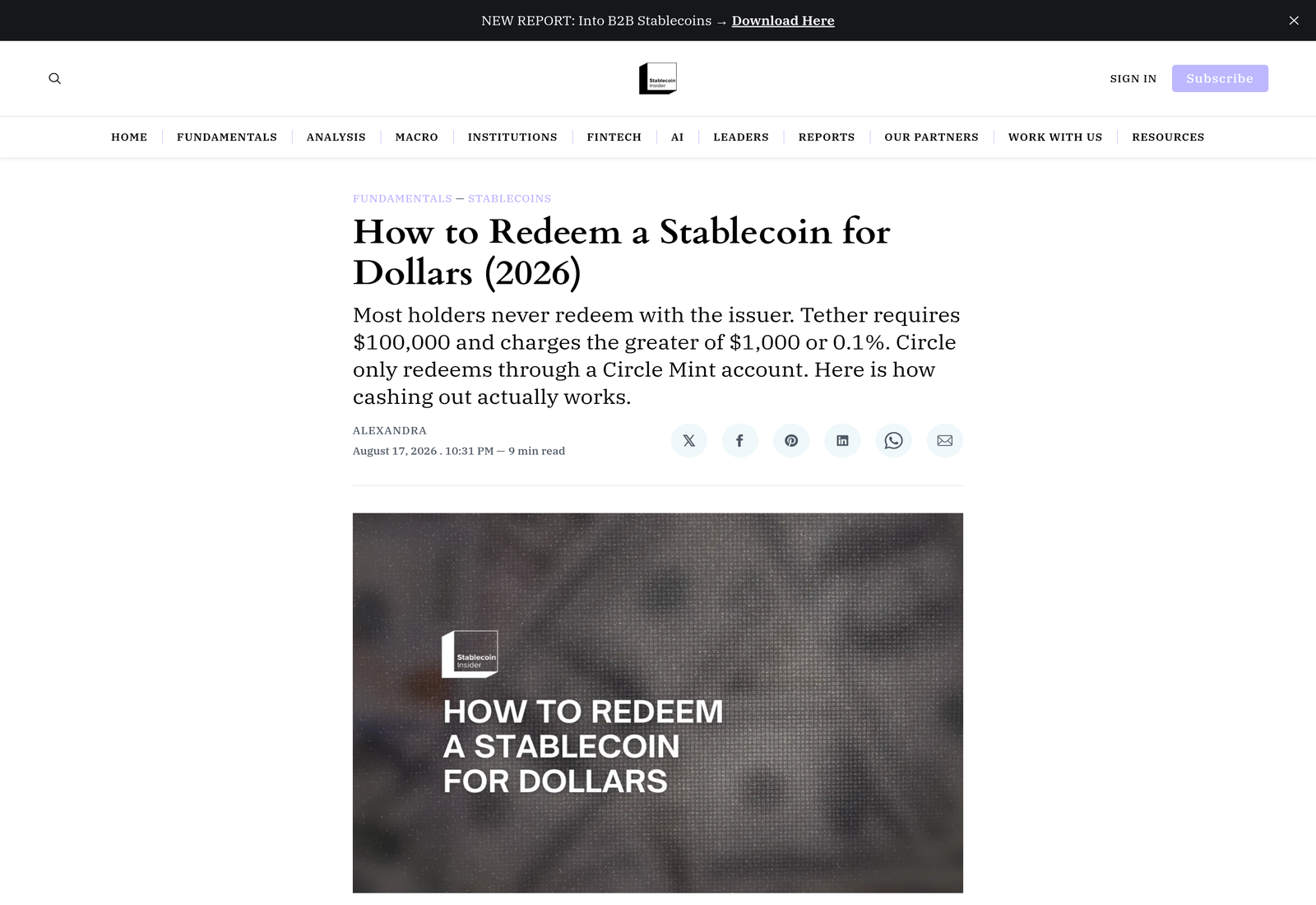 How to Redeem a Stablecoin for Dollars