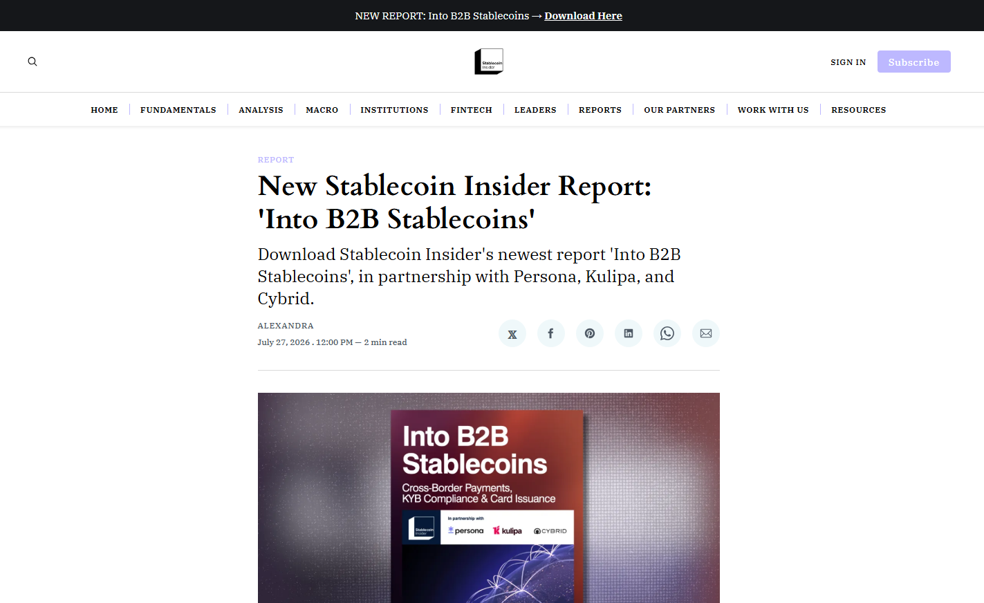 Stablecoin B2B Cross-Border Payments