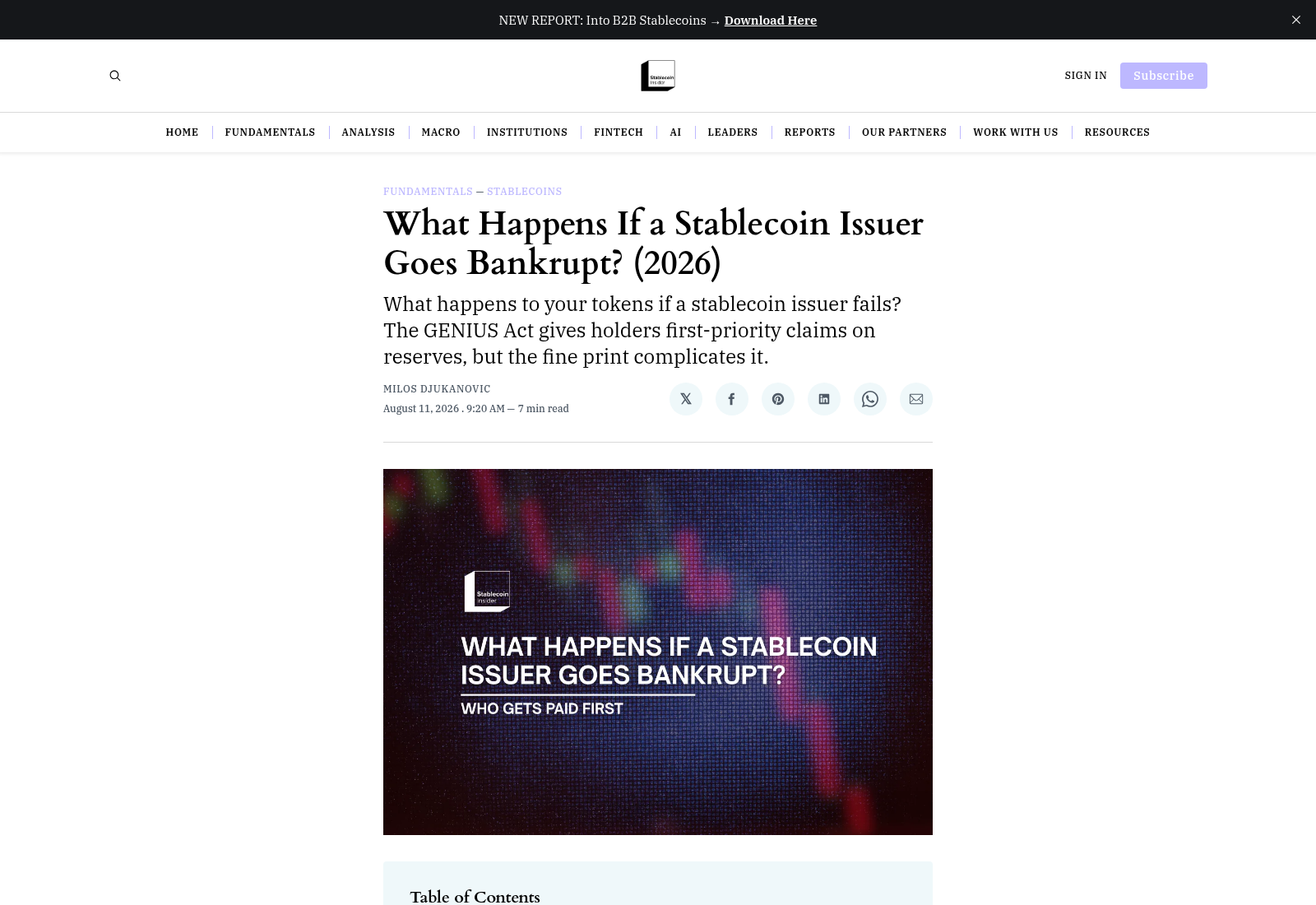 Issuer Bankruptcy