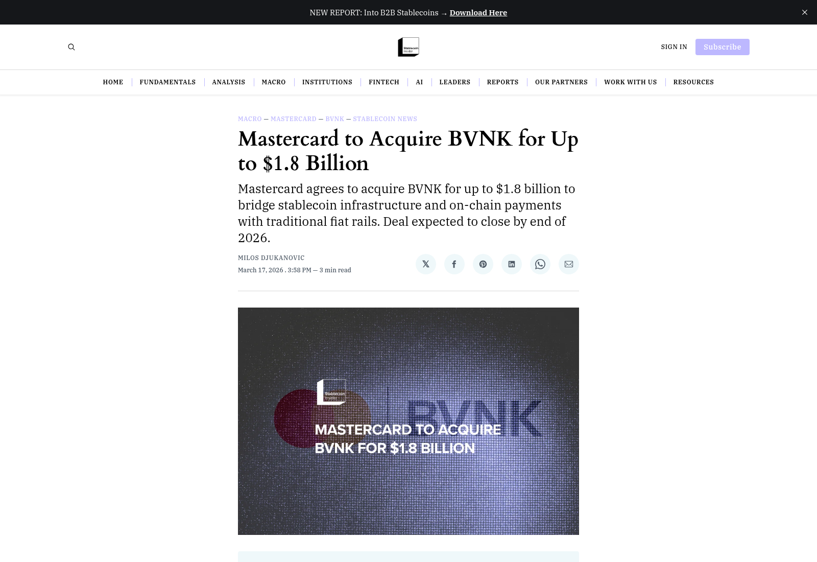 Mastercard to Acquire BVNK