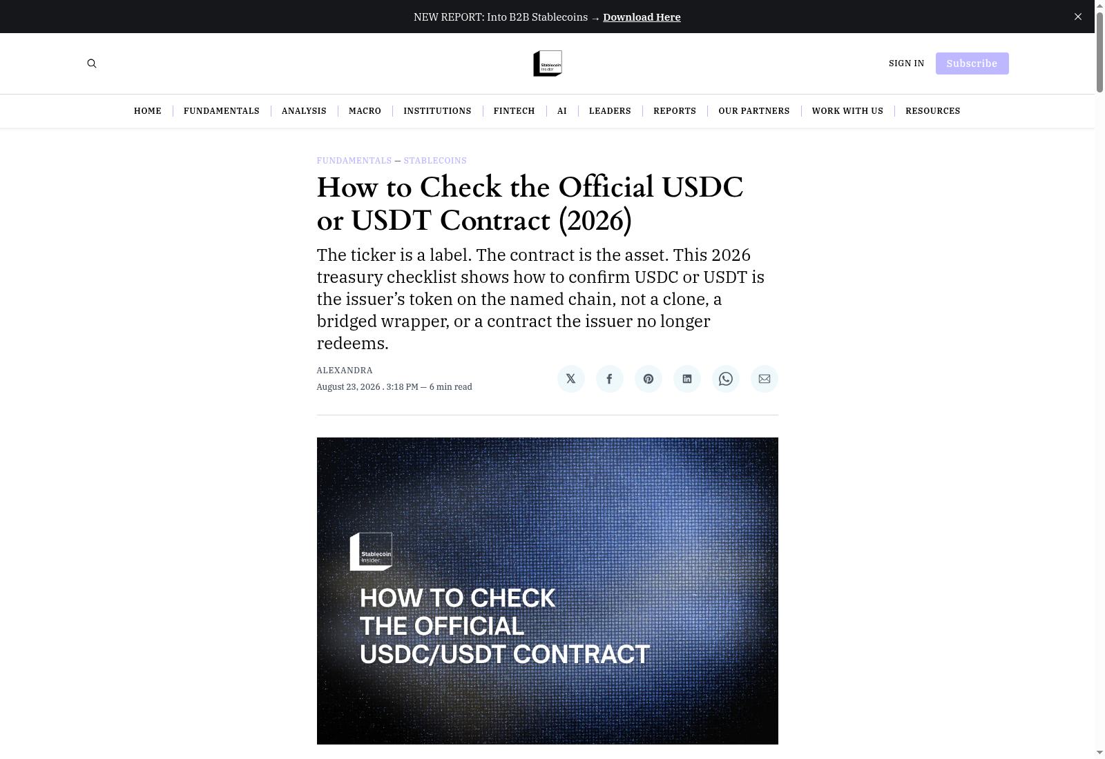 How to Check the Official USDC or USDT Contract (2026)