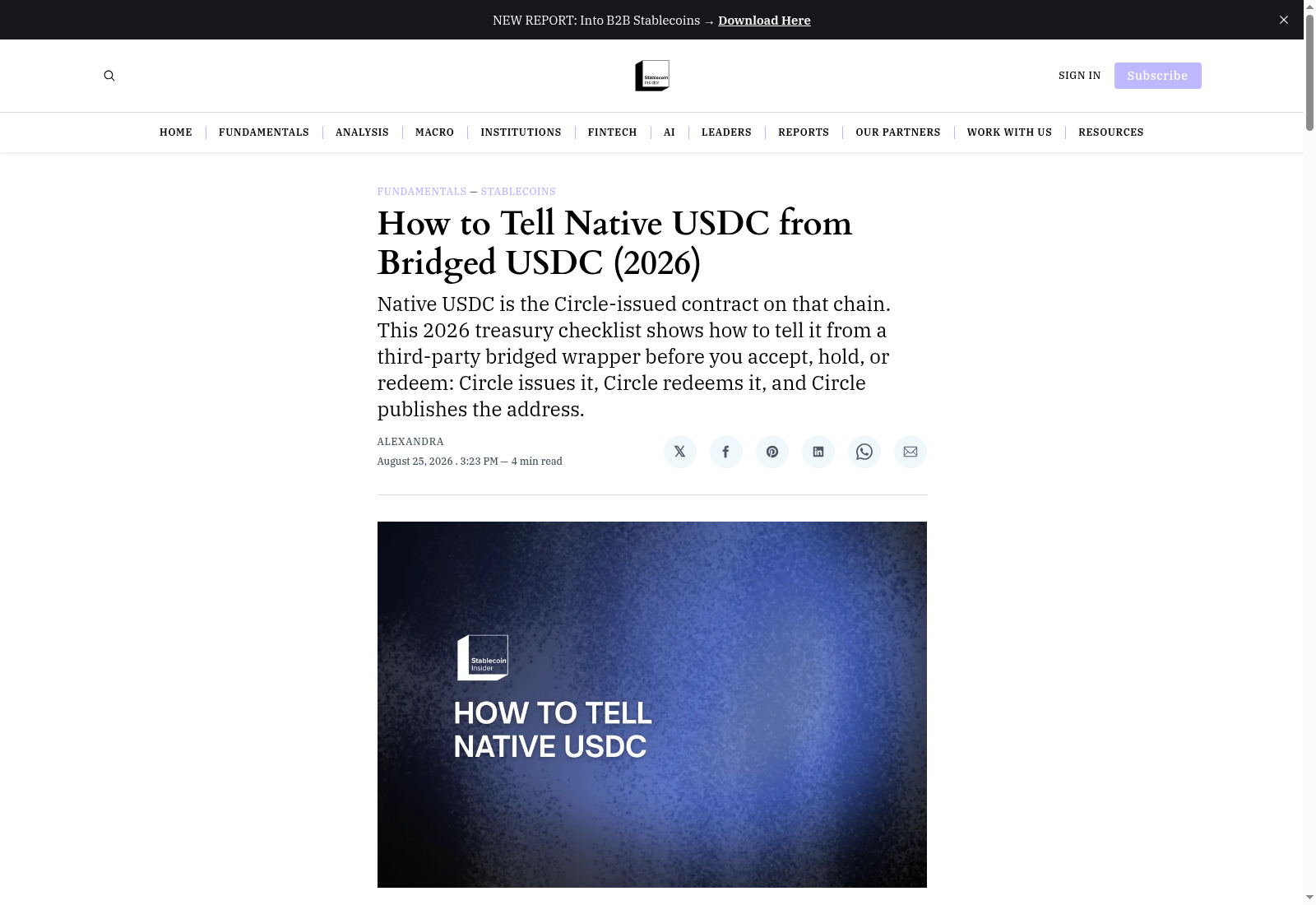 How to Tell Native USDC from Bridged USDC (2026)