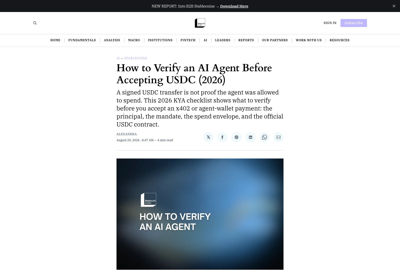 How to Verify an AI Agent Before Accepting USDC