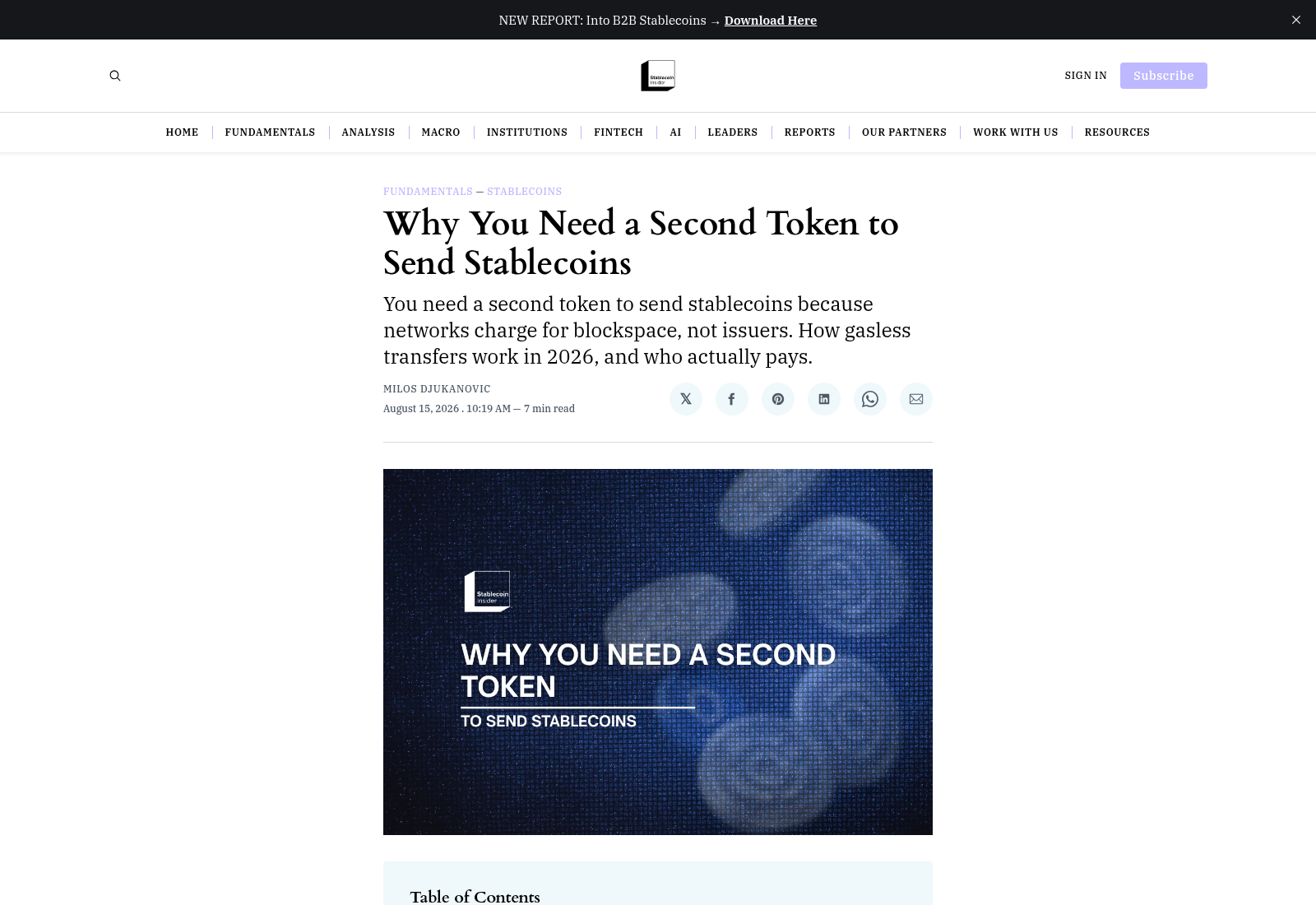 Why You Need a Second Token to Send Stablecoins