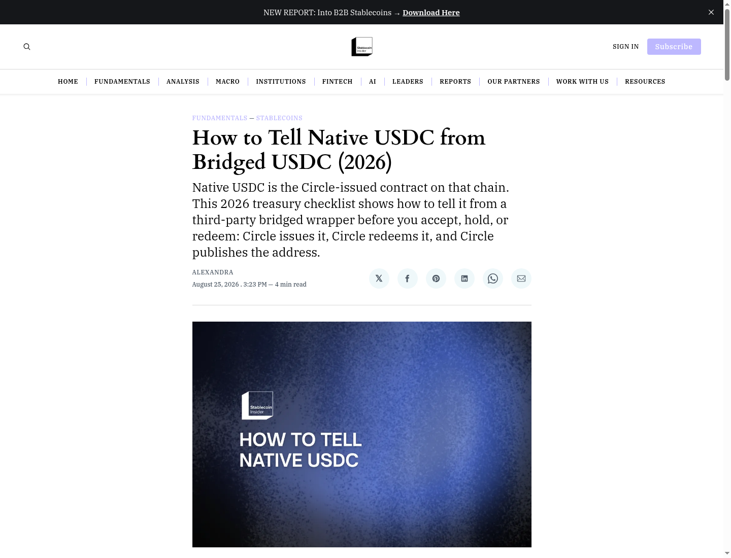 How to Tell Native USDC from Bridged USDC (2026)