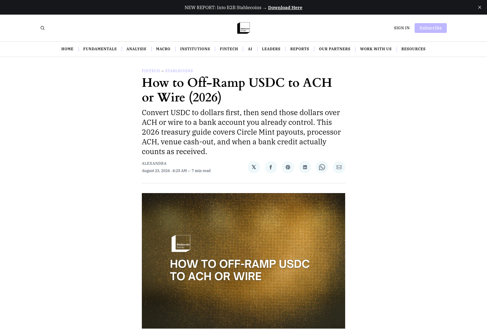 How to Off-Ramp USDC to ACH or Wire (2026)