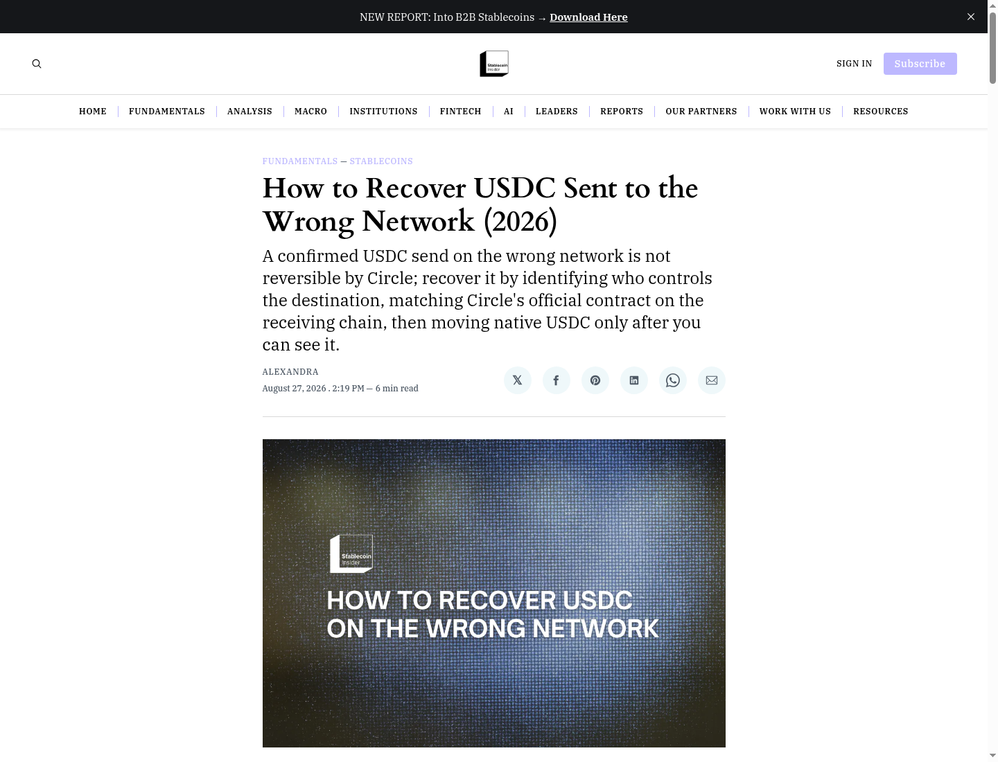 How to Recover USDC Sent to the Wrong Network (2026)
