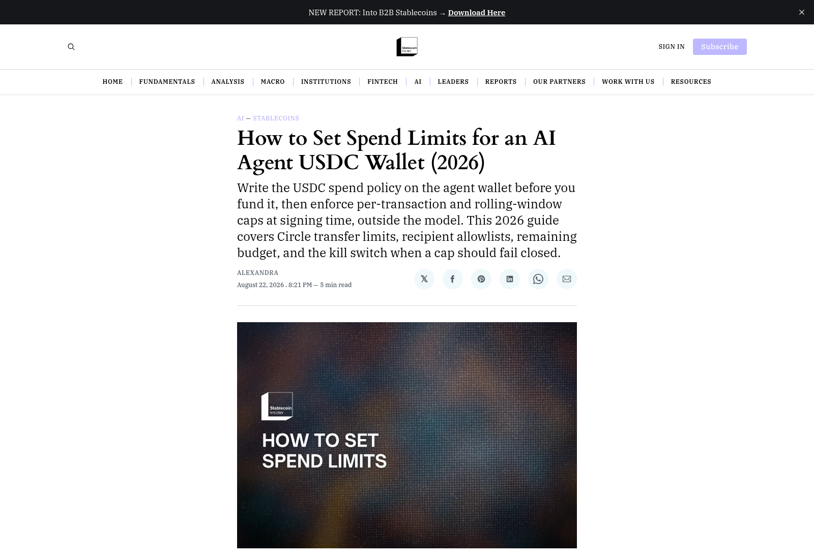 How to Set Spend Limits for an AI Agent USDC Wallet